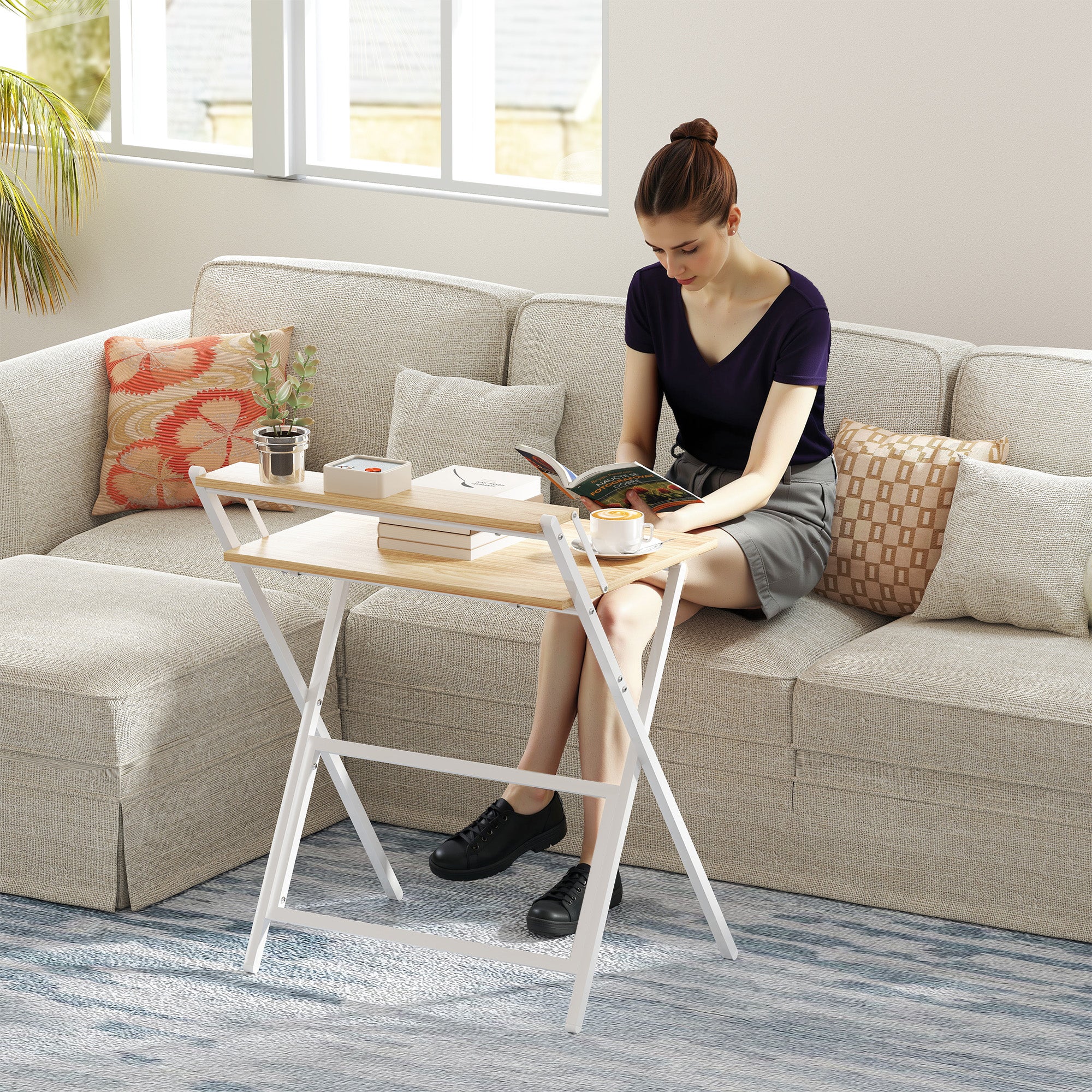 HOMCOM 70 Cm Folding Computer Desk For Small Spaces Bedroom - Image 9