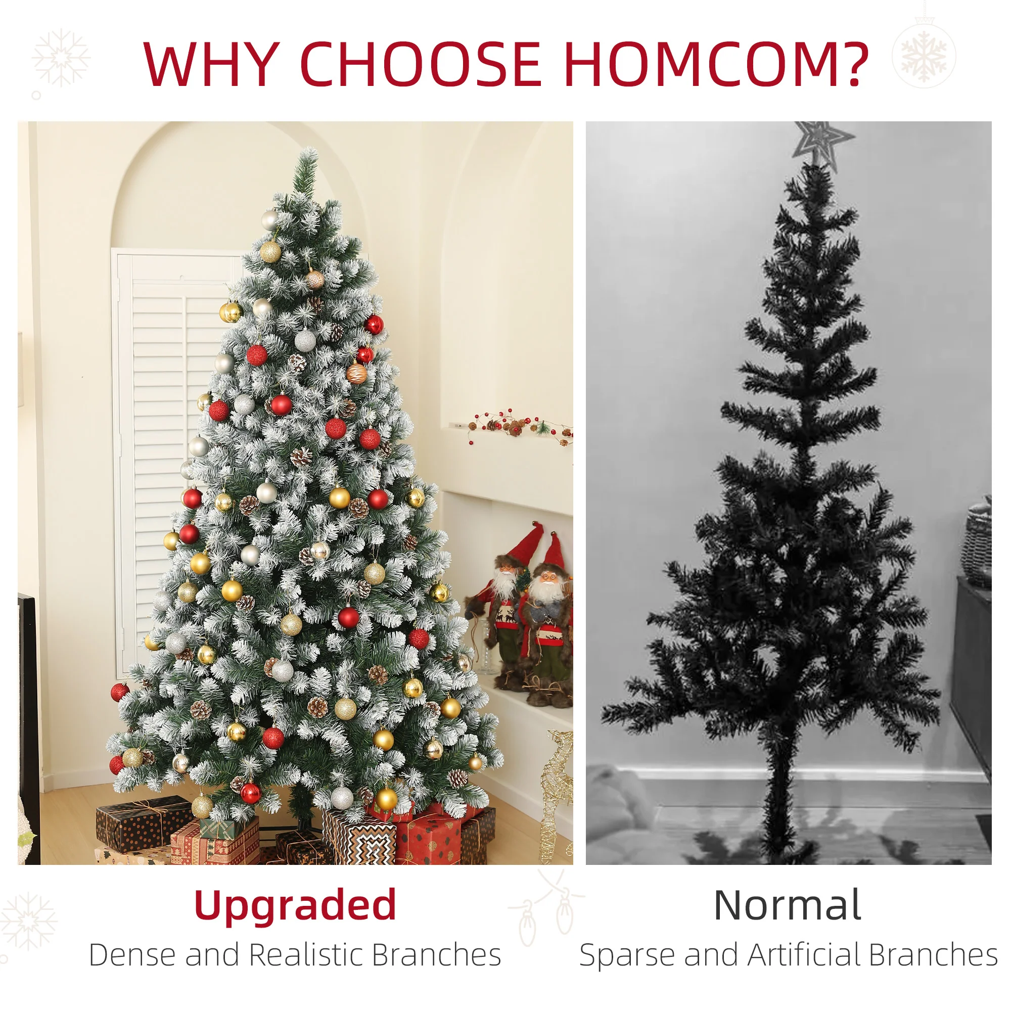 HOMCOM 7ft Artificial Pine Christmas Tree With Pinecones, Steel Base - Image 4