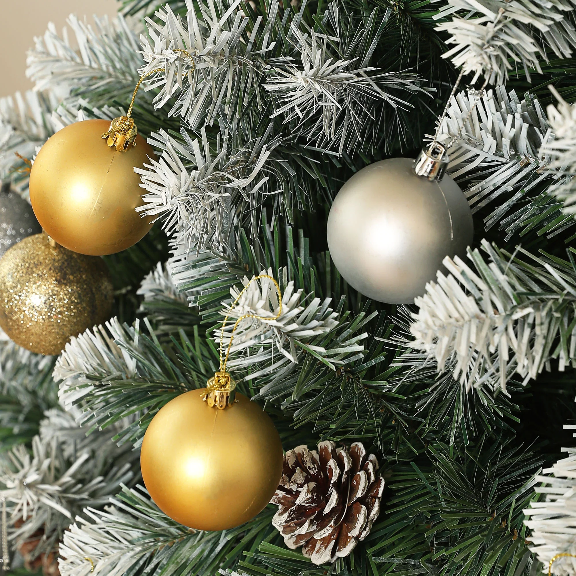 HOMCOM 7ft Artificial Pine Christmas Tree With Pinecones, Steel Base - Image 9