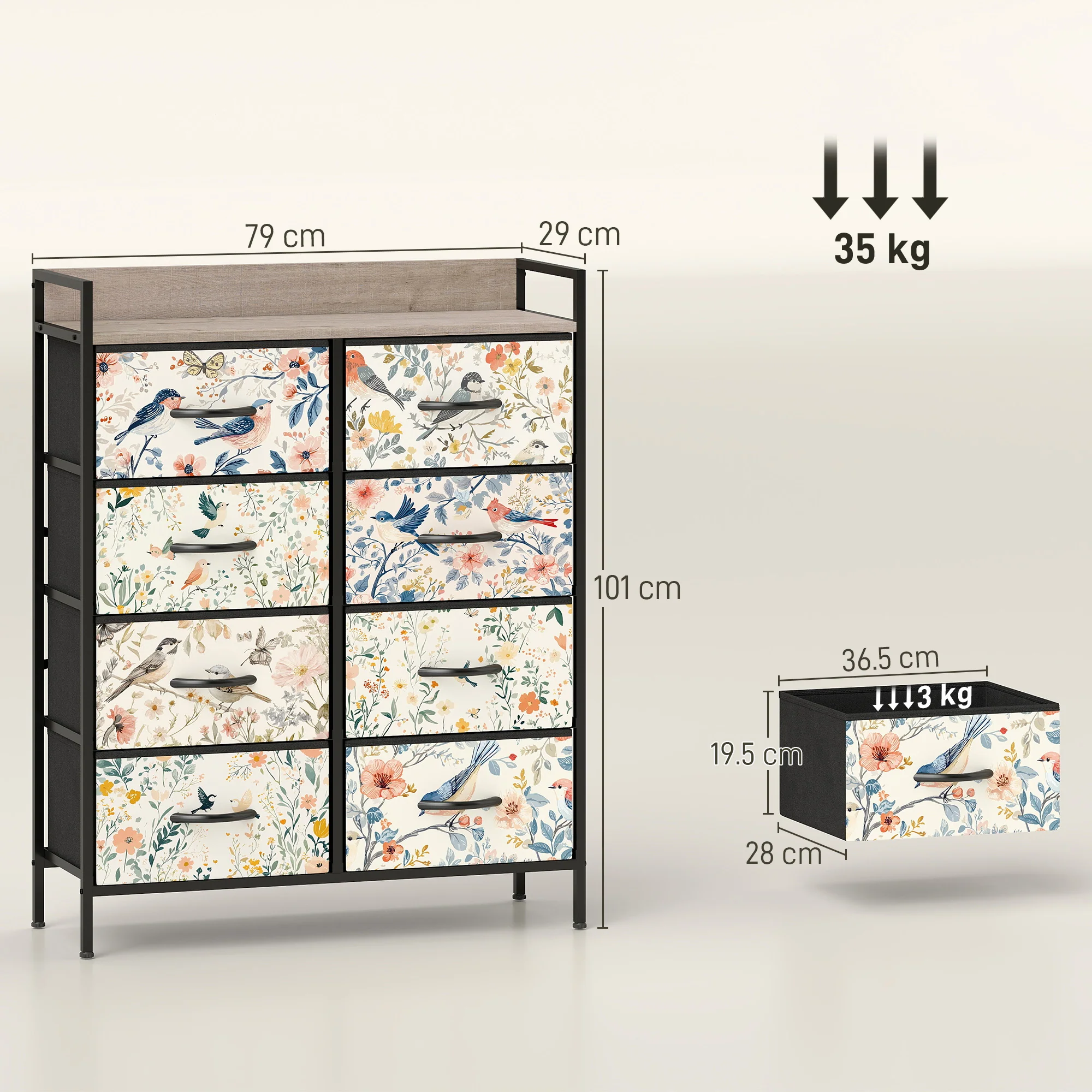 HOMCOM 8-Drawer Chest Of Drawers, Fabric Dresser With Open Shelf - Image 14