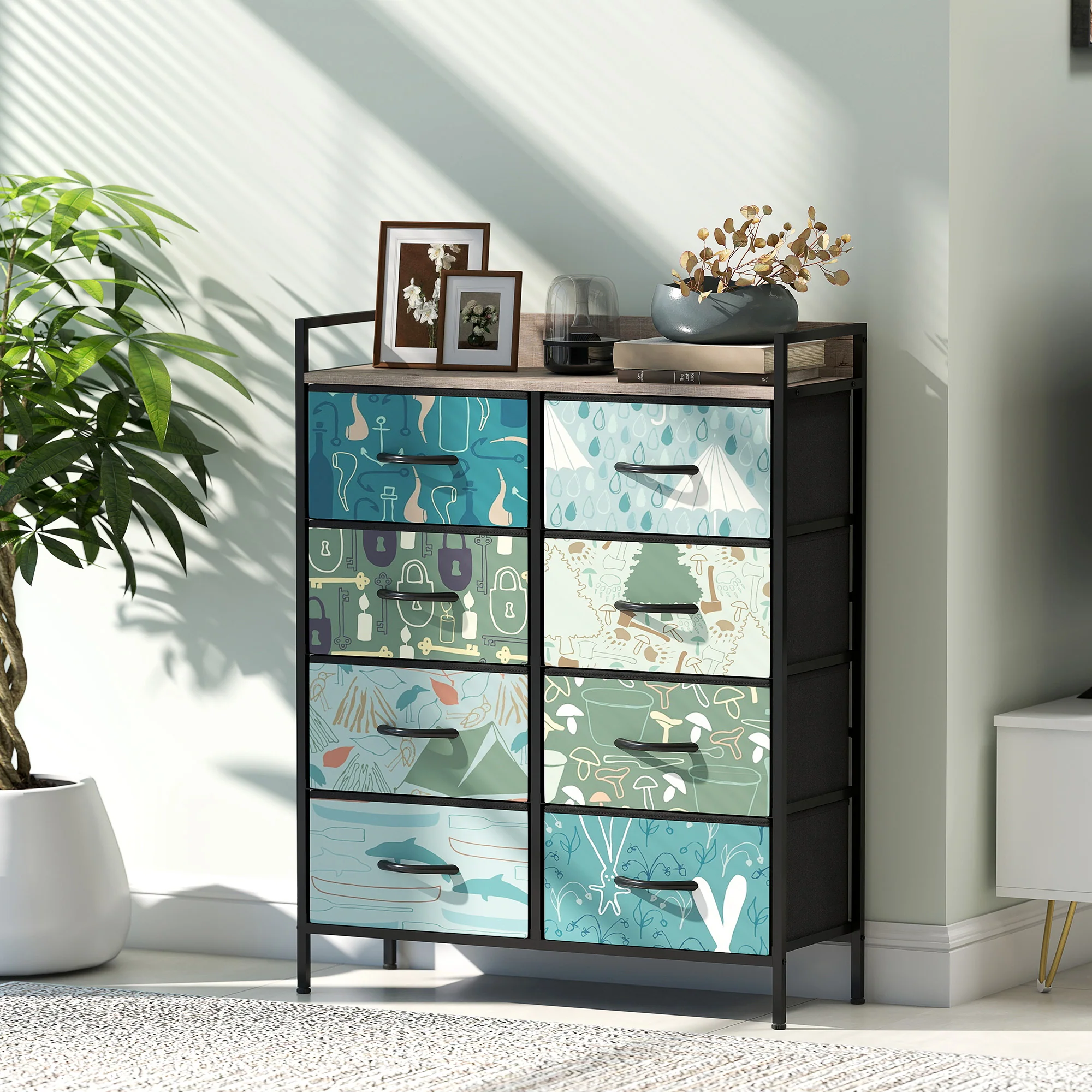 HOMCOM 8-Drawer Chest Of Drawers, Fabric Dresser With Open Shelf - Image 8