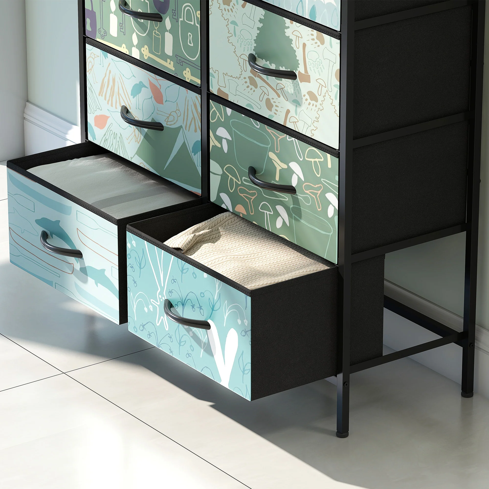 HOMCOM 8-Drawer Chest Of Drawers, Fabric Dresser With Open Shelf - Image 9