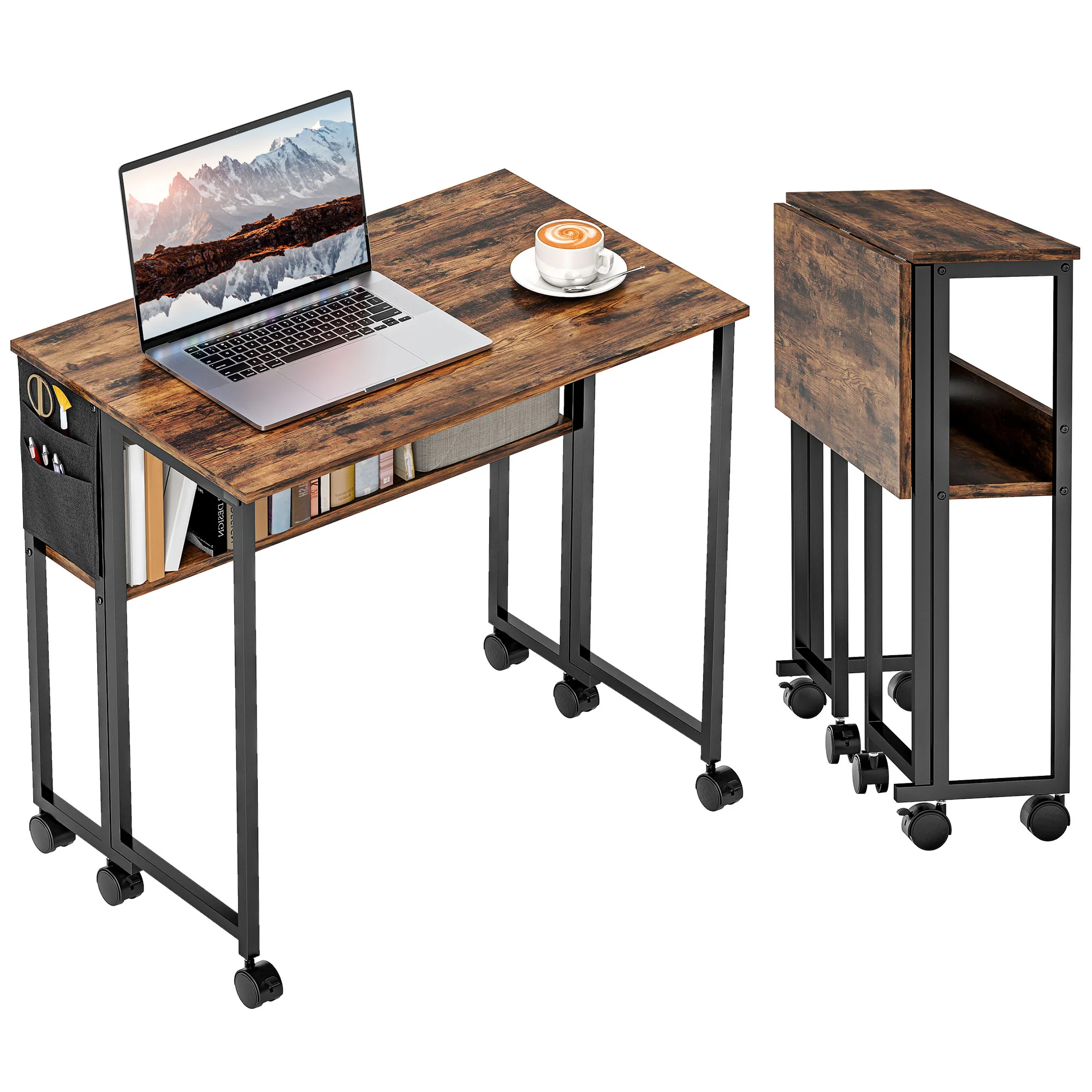 HOMCOM 80 Cm Foldable Computer Desk On Wheels For Small Spaces - Image 10