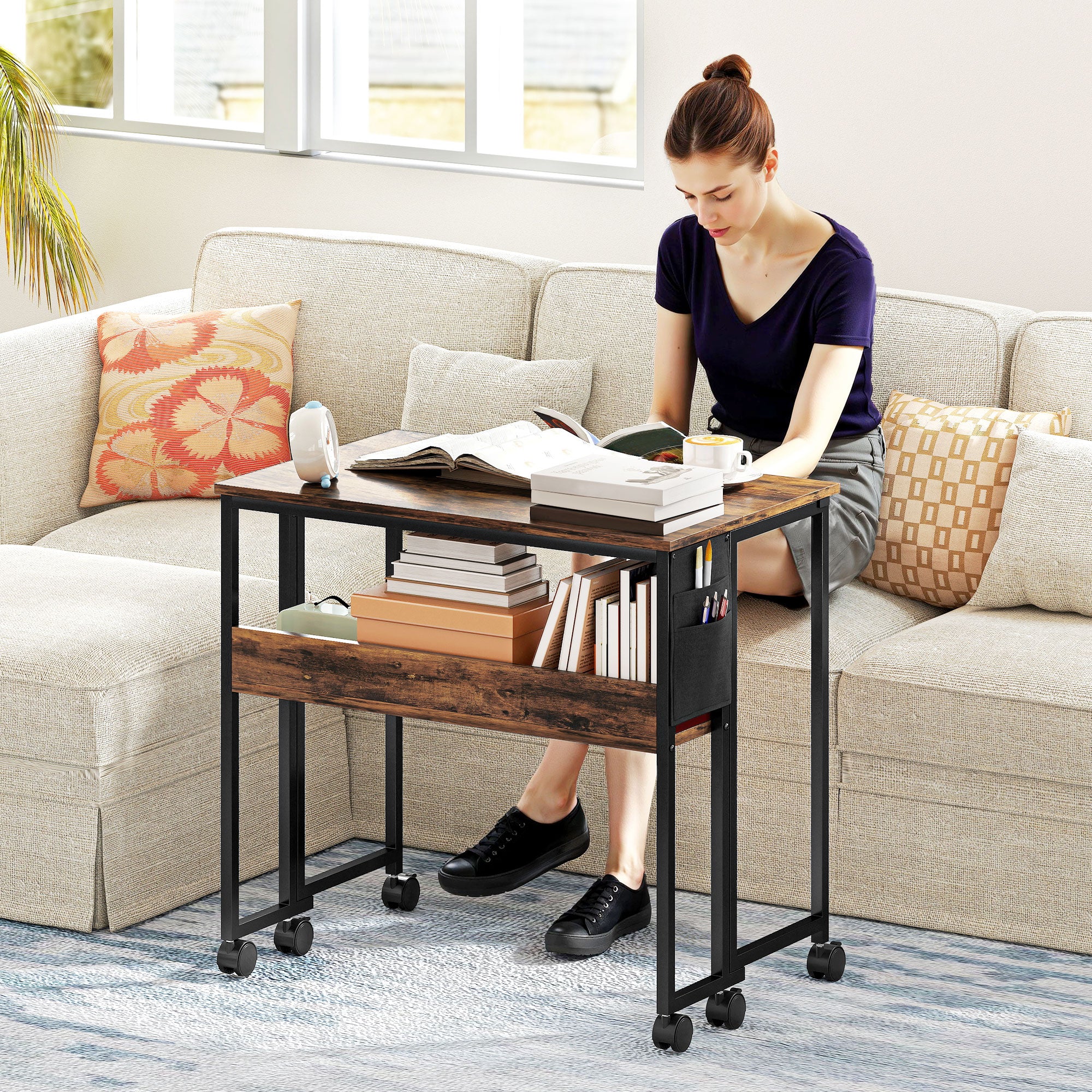 HOMCOM 80 Cm Foldable Computer Desk On Wheels For Small Spaces - Image 11