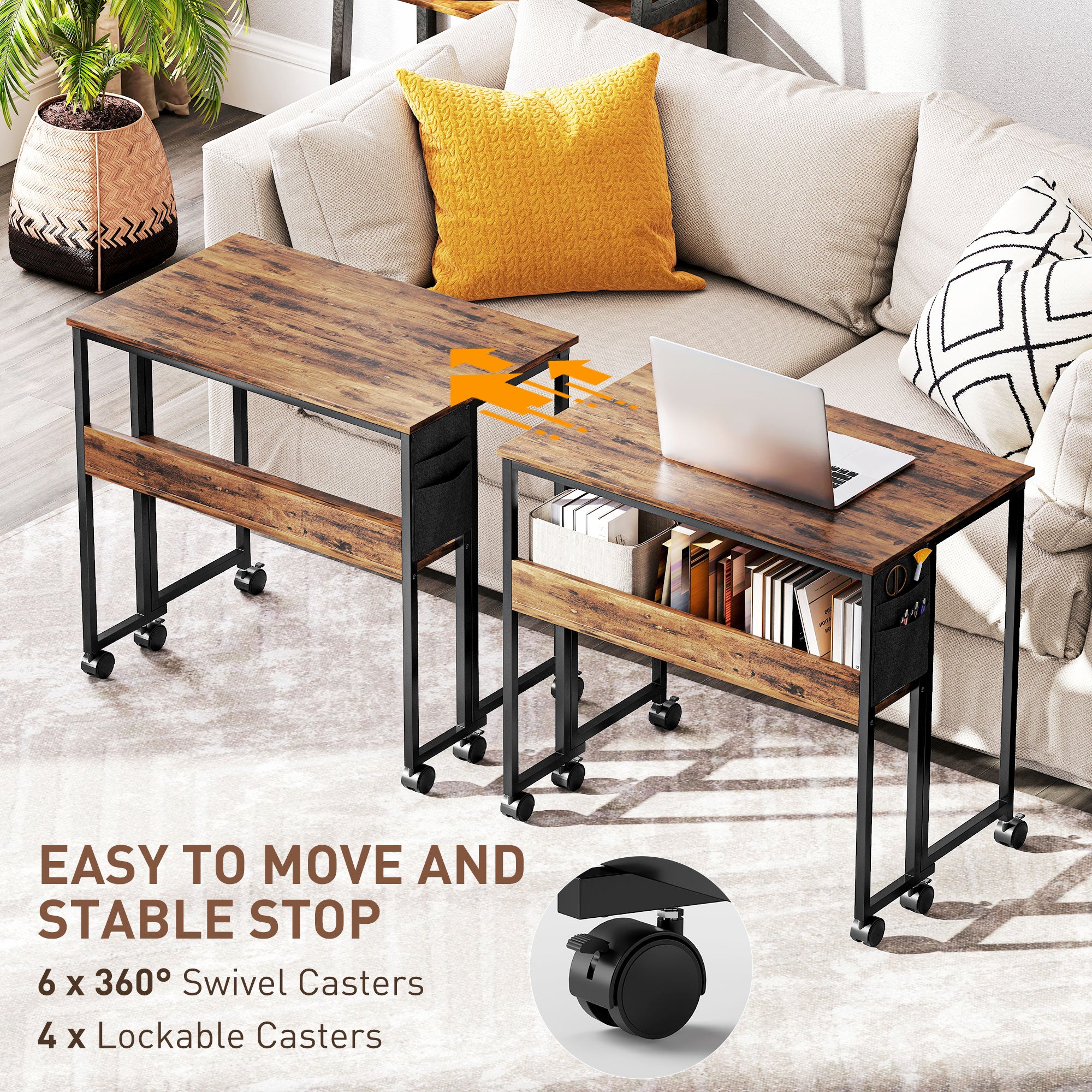 HOMCOM 80 Cm Foldable Computer Desk On Wheels For Small Spaces - Image 15