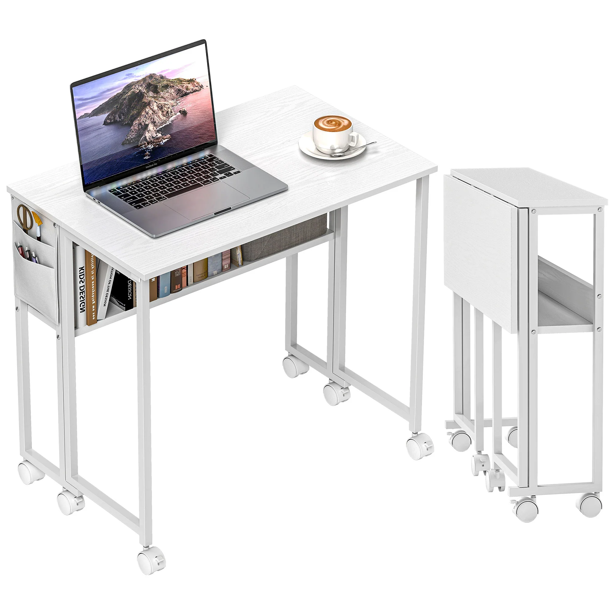 HOMCOM 80 Cm Foldable Computer Desk On Wheels For Small Spaces - Image 19