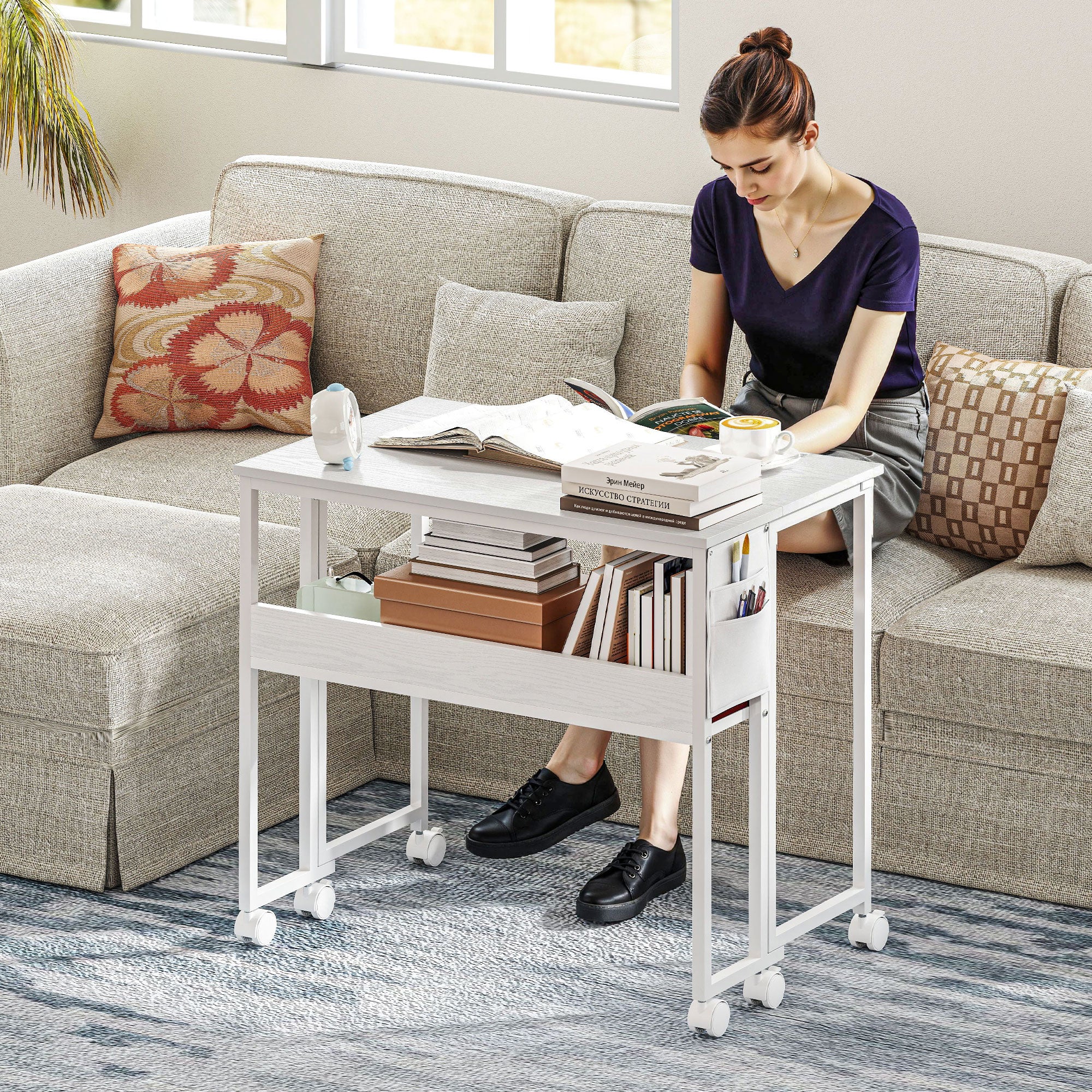 HOMCOM 80 Cm Foldable Computer Desk On Wheels For Small Spaces - Image 20
