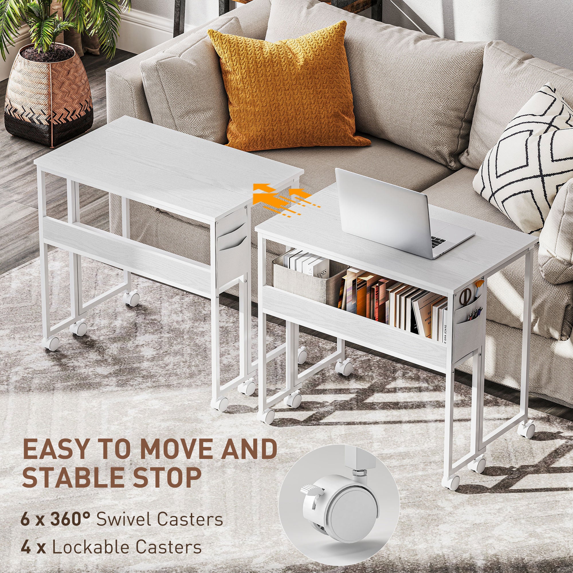 HOMCOM 80 Cm Foldable Computer Desk On Wheels For Small Spaces - Image 24