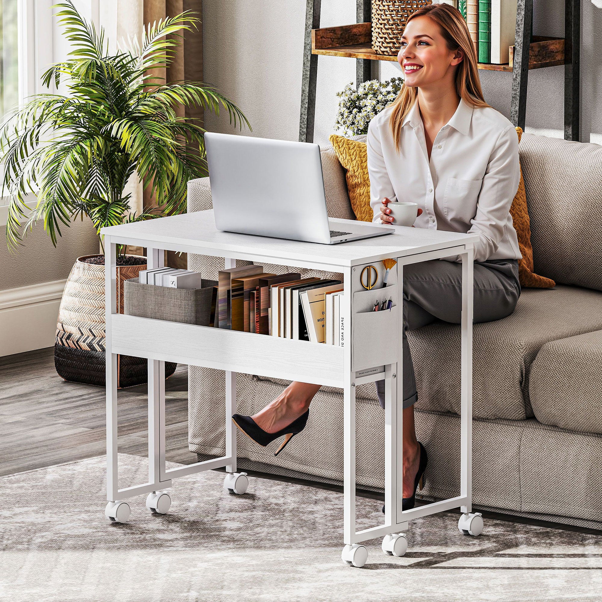HOMCOM 80 Cm Foldable Computer Desk On Wheels For Small Spaces - Image 27