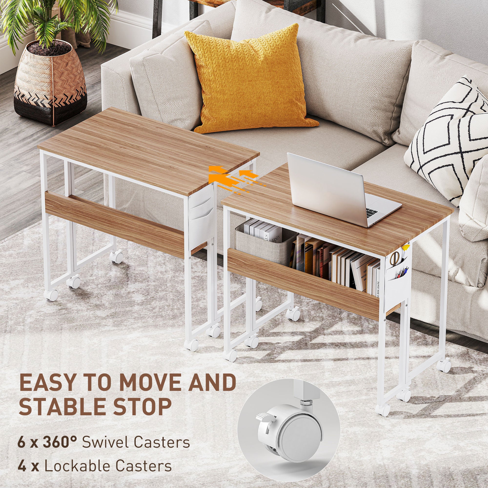 HOMCOM 80 Cm Foldable Computer Desk On Wheels For Small Spaces - Image 6
