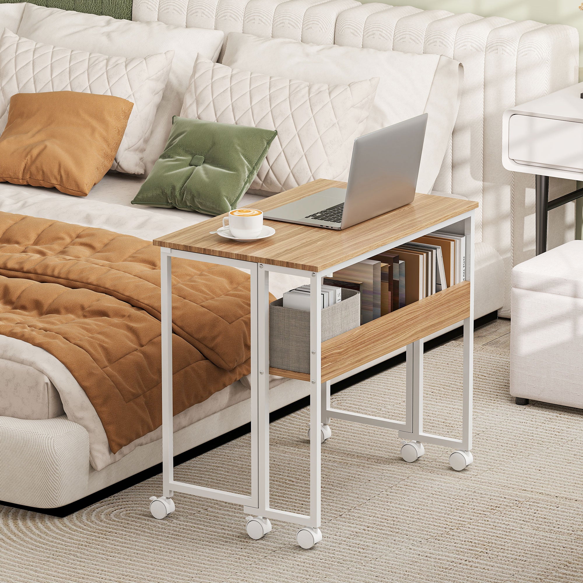 HOMCOM 80 Cm Foldable Computer Desk On Wheels For Small Spaces - Image 8