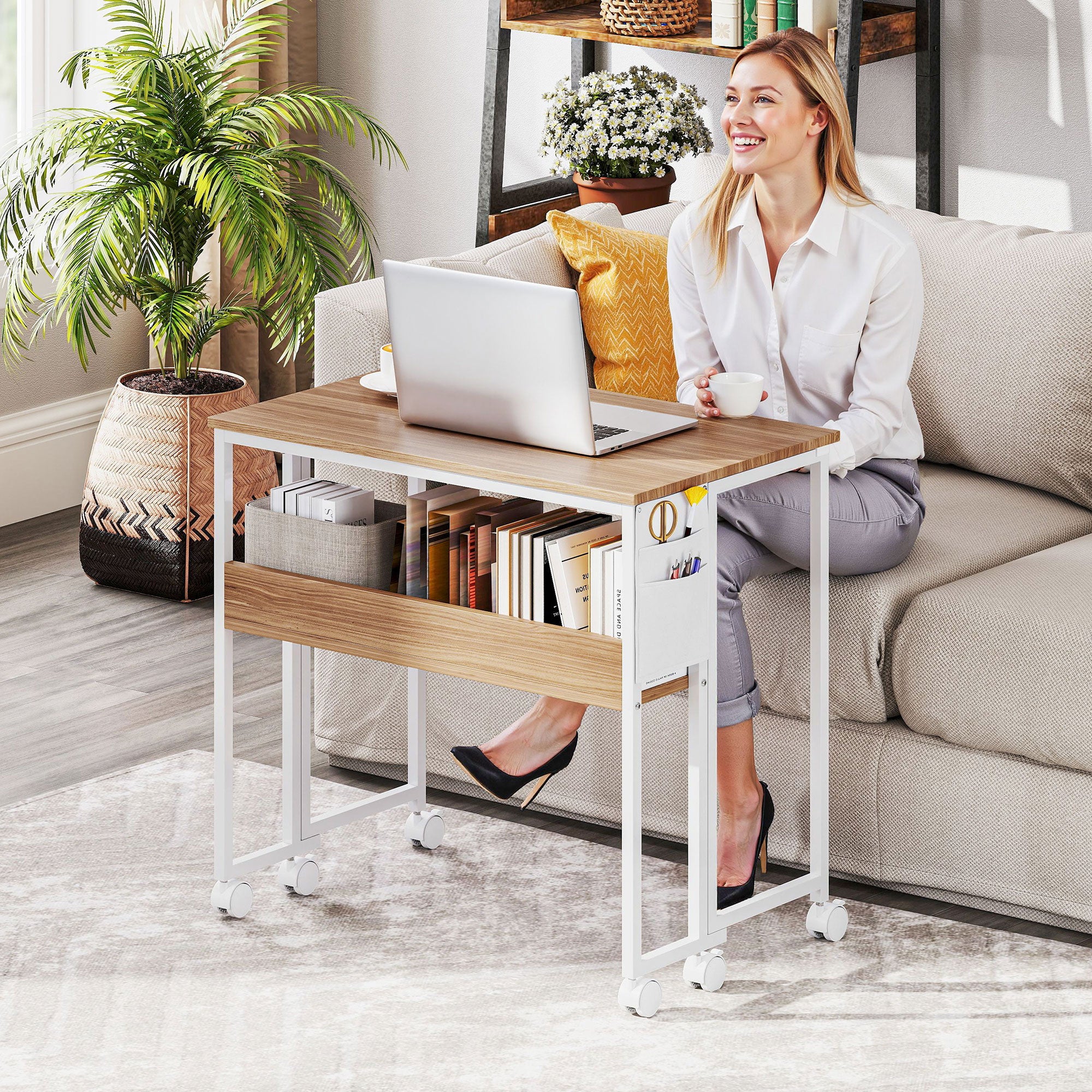 HOMCOM 80 Cm Foldable Computer Desk On Wheels For Small Spaces - Image 9