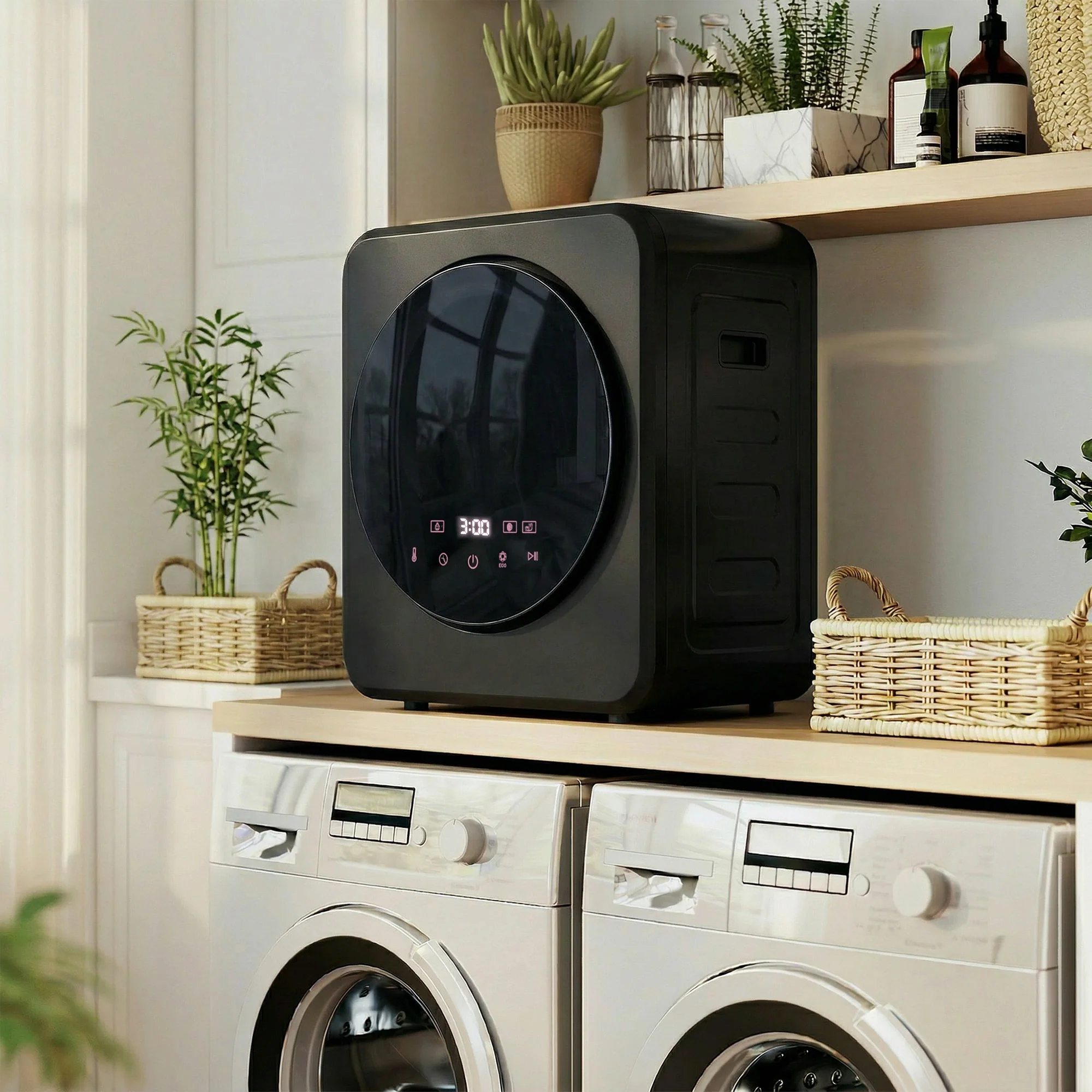 HOMCOM 800W Compact Dryer Machine, 4 Kg Small Vented Tumble Dryer, Black - Image 2