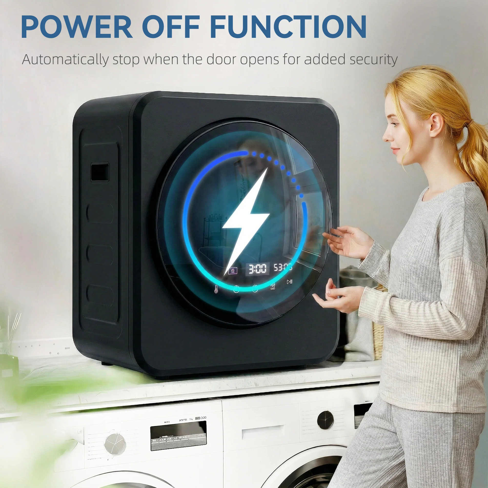 HOMCOM 800W Compact Dryer Machine, 4 Kg Small Vented Tumble Dryer, Black - Image 7