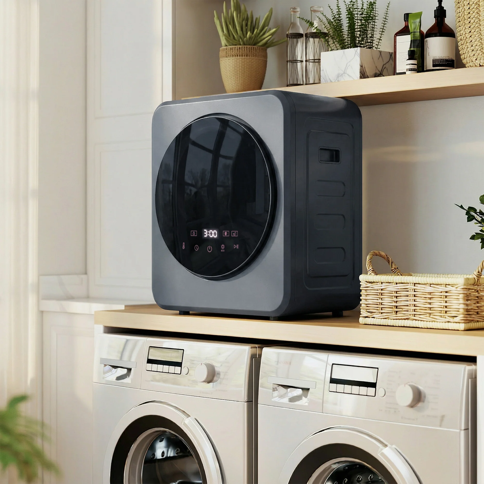 HOMCOM 800W Compact Dryer Machine, 4kg Small Vented Tumble Dryer, Grey