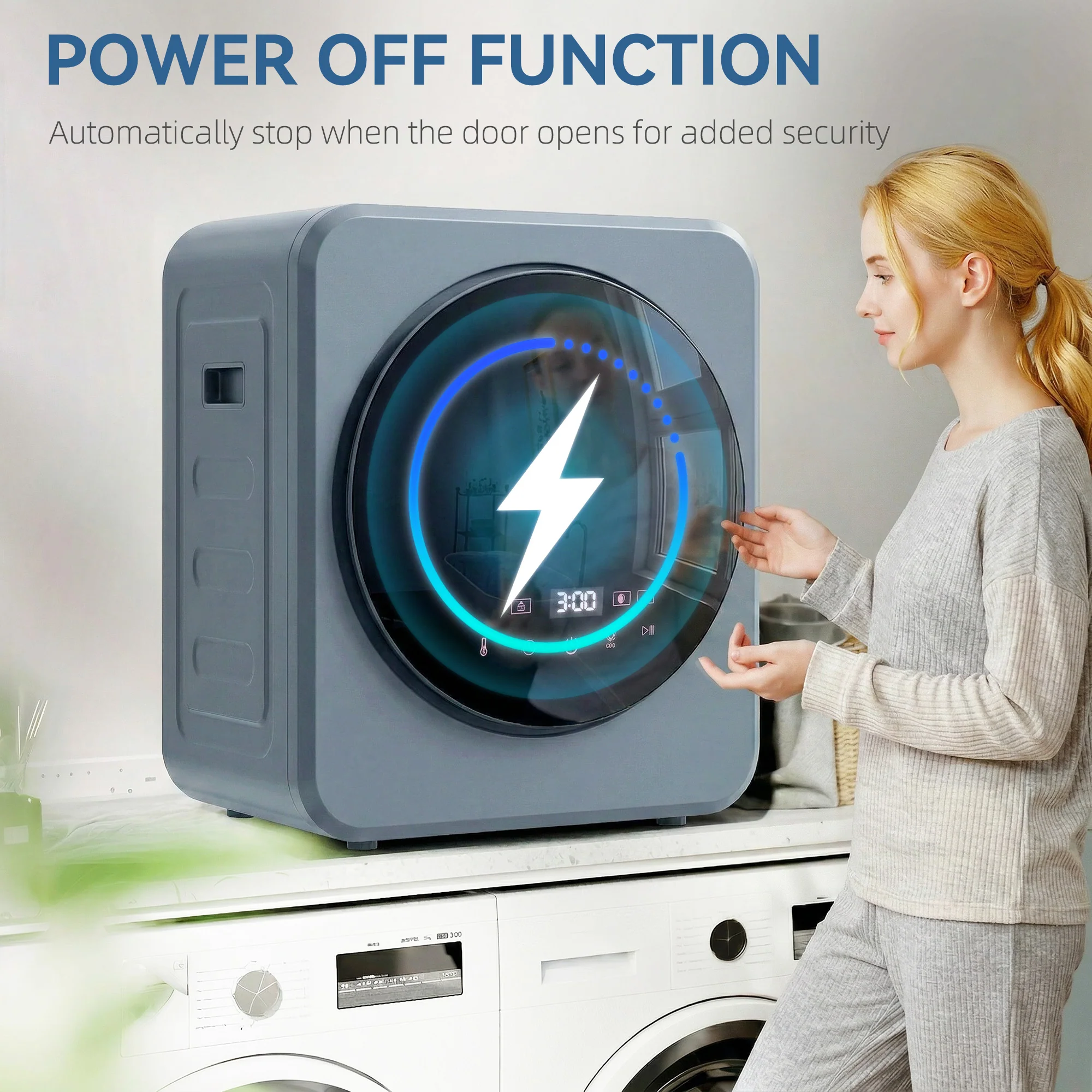 HOMCOM 800W Compact Dryer Machine, 4kg Small Vented Tumble Dryer, Grey - Image 6