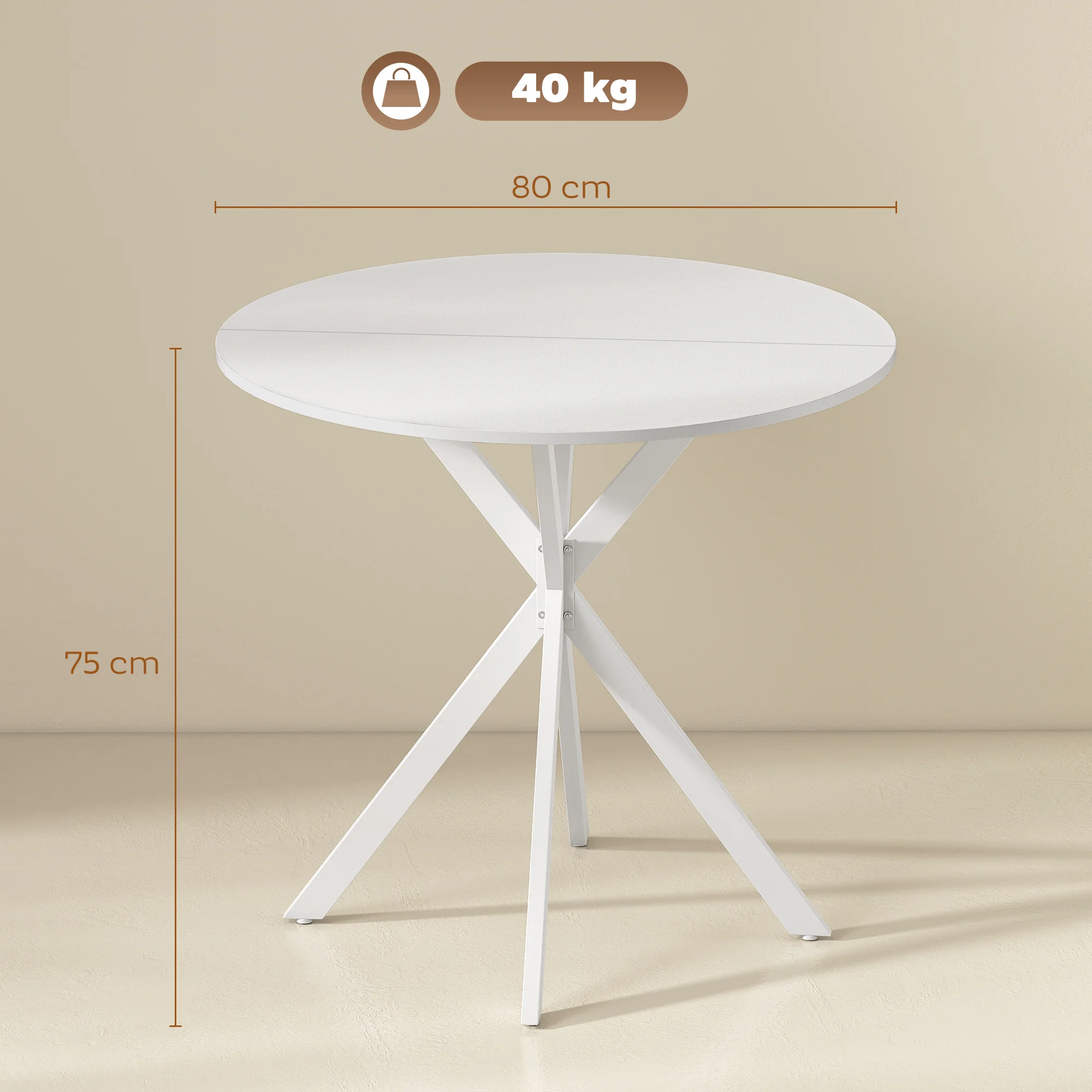 HOMCOM 80cm Round Dining Table, Industrial Kitchen Table With Steel Legs - Image 3