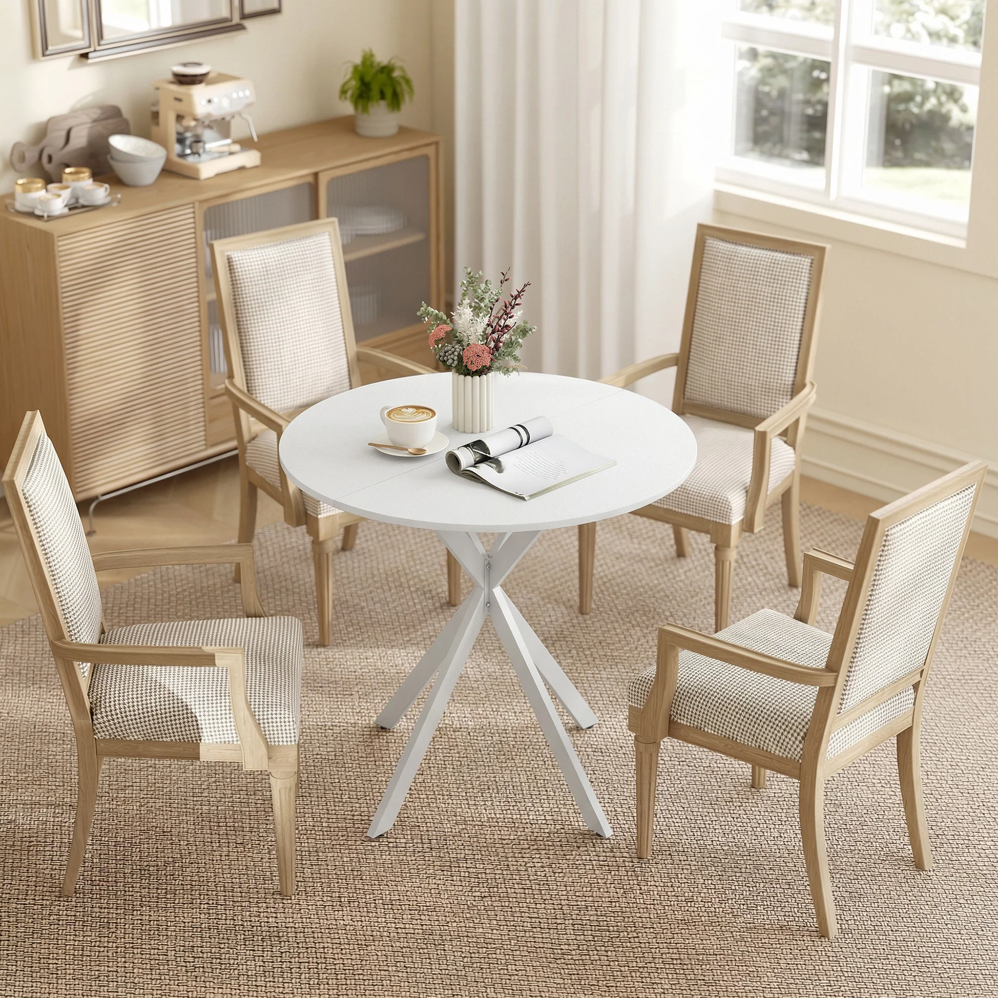 HOMCOM 80cm Round Dining Table, Industrial Kitchen Table With Steel Legs - Image 7