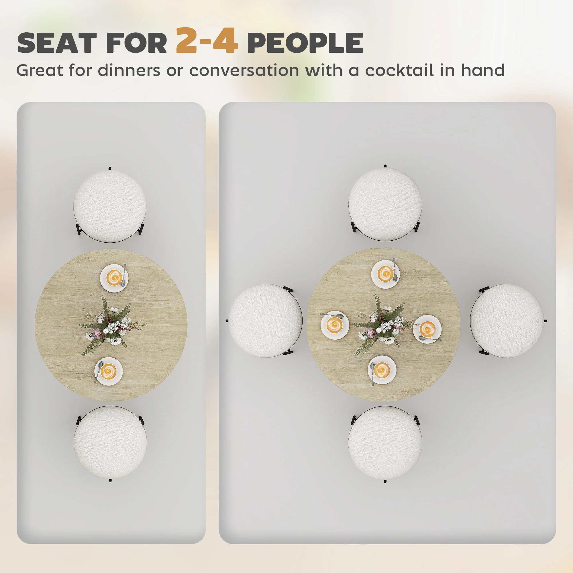 HOMCOM 80cm Round Dining Table, Industrial Kitchen Table With Steel Legs - Image 3