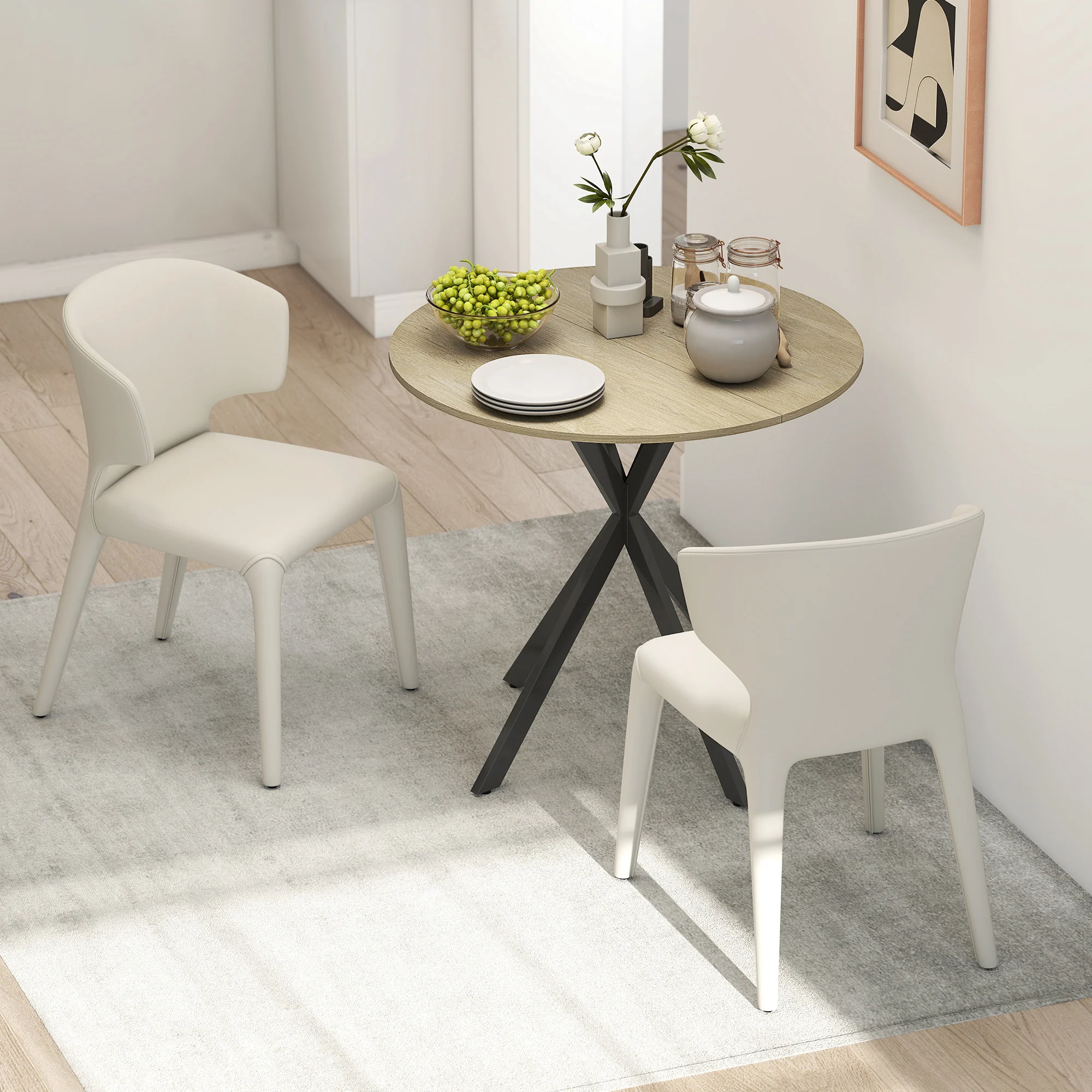 HOMCOM 80cm Round Dining Table, Industrial Kitchen Table With Steel Legs - Image 8