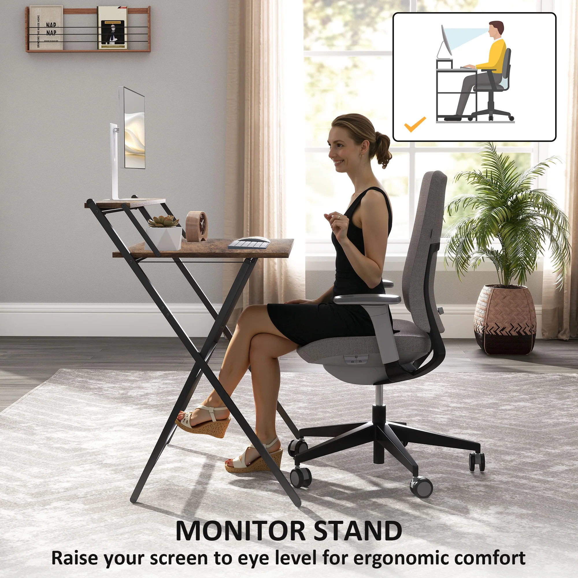 HOMCOM 81.5 Cm Folding Computer Desk For Small Spaces Bedroom - Image 13