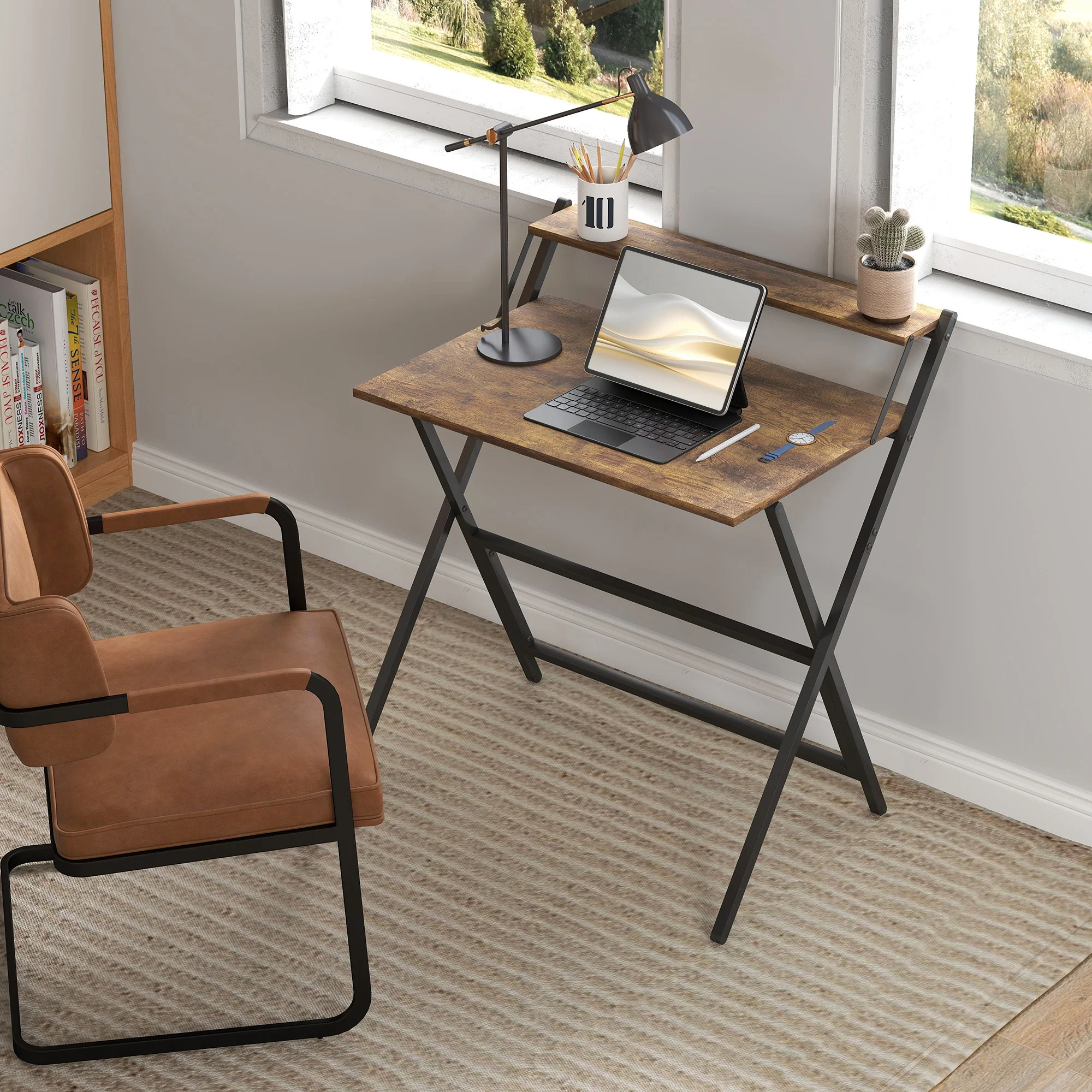 HOMCOM 81.5 Cm Folding Computer Desk For Small Spaces Bedroom - Image 16