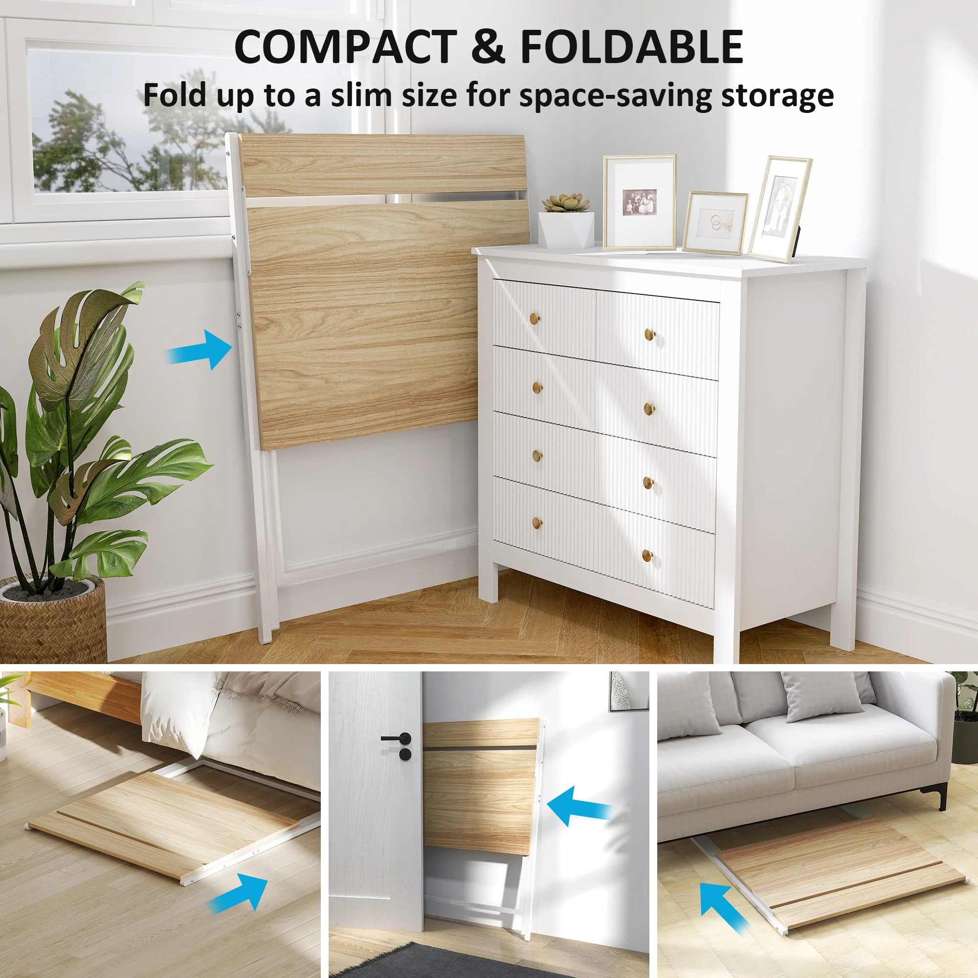 HOMCOM 81.5 Cm Folding Computer Desk For Small Spaces Bedroom - Image 3