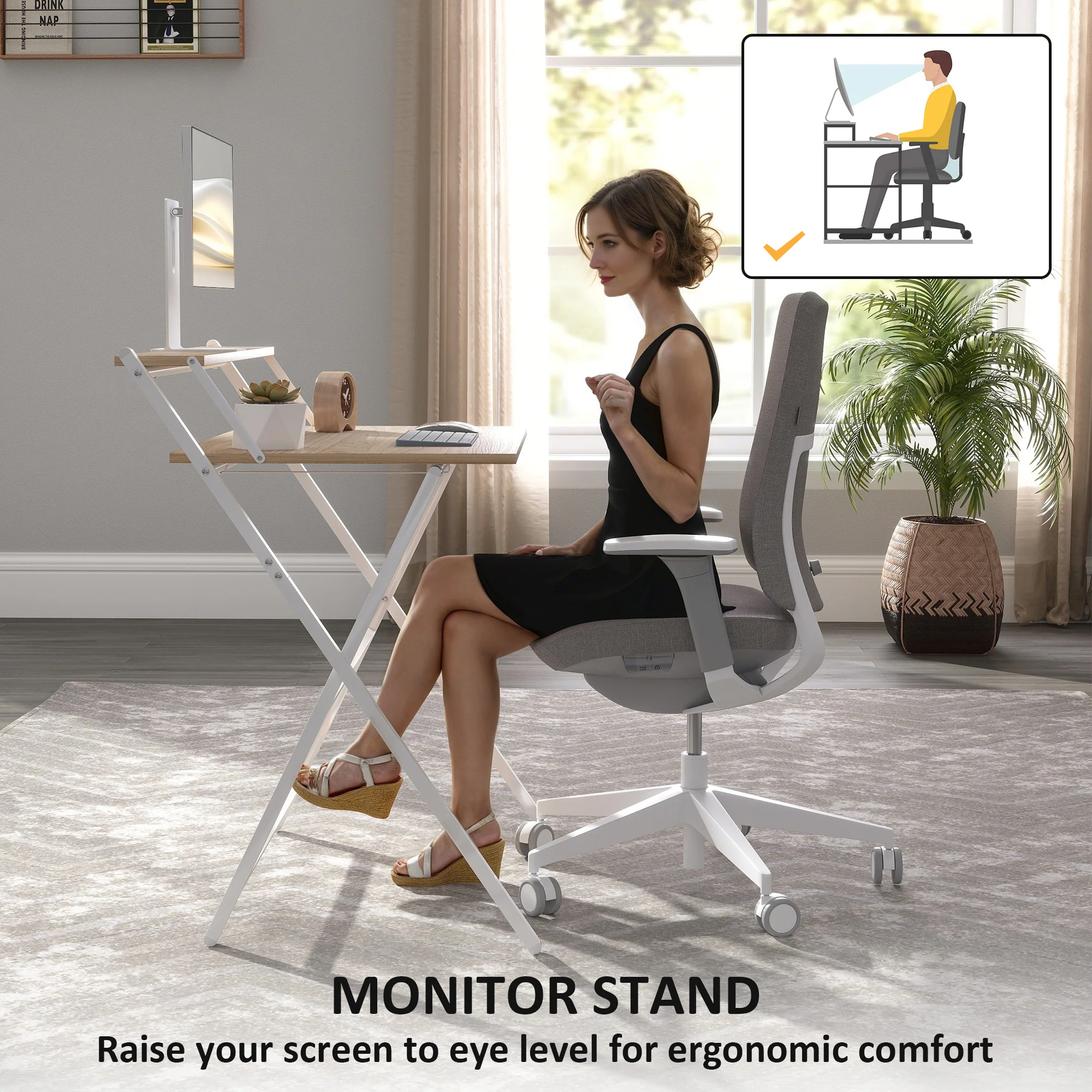 HOMCOM 81.5 Cm Folding Computer Desk For Small Spaces Bedroom - Image 4
