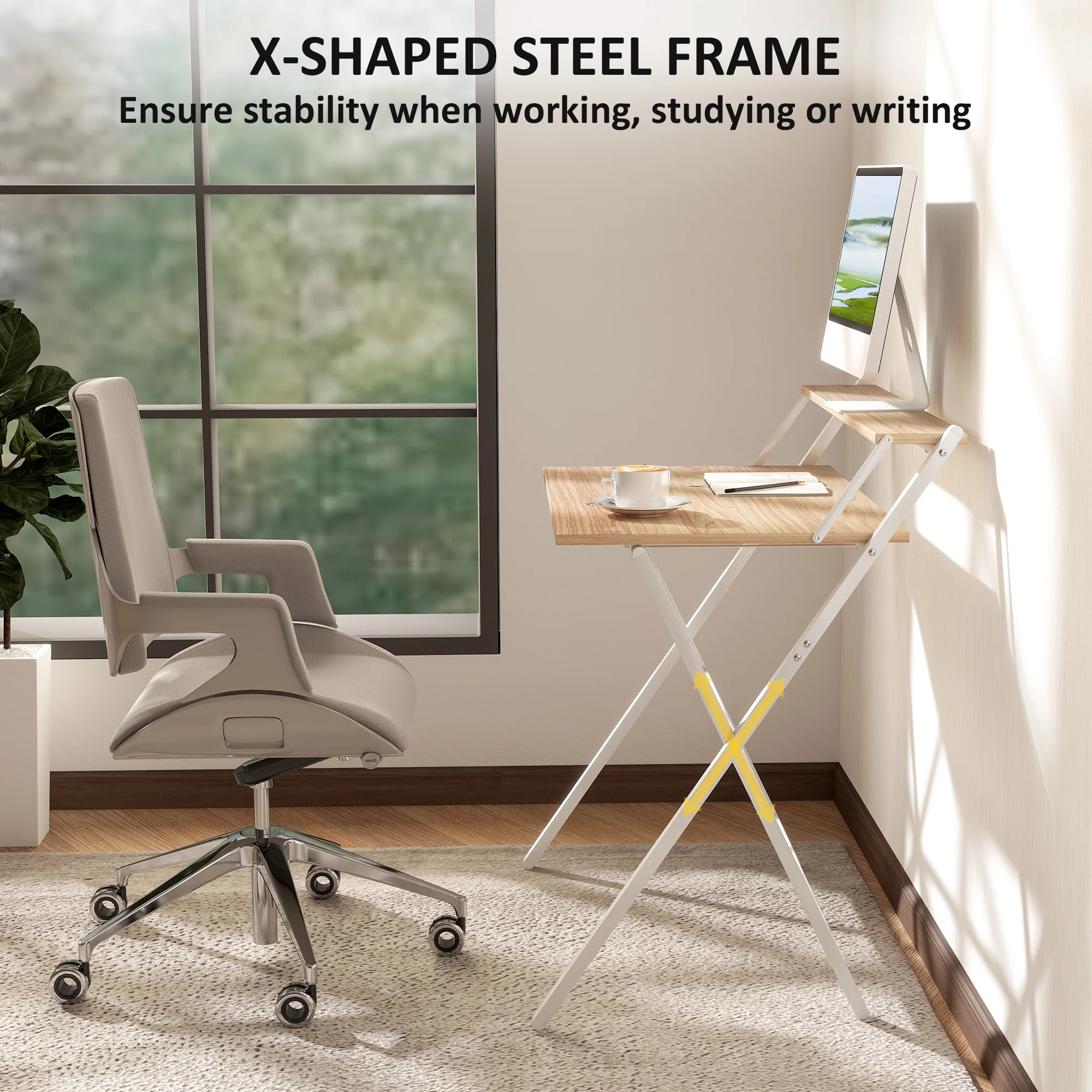 HOMCOM 81.5 Cm Folding Computer Desk For Small Spaces Bedroom - Image 6