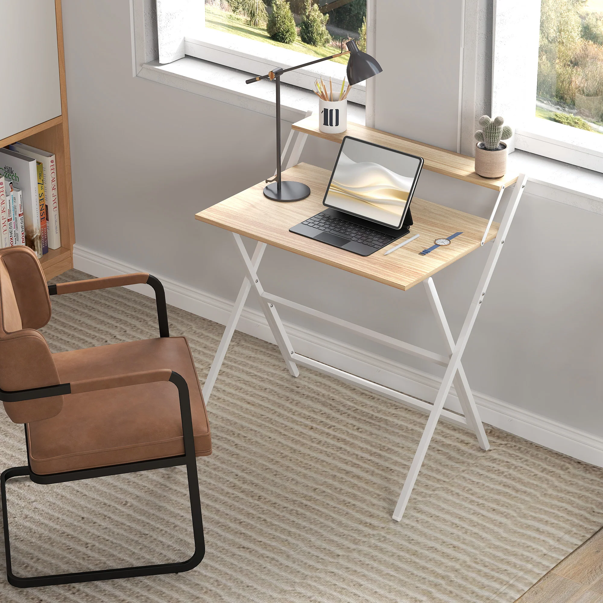 HOMCOM 81.5 Cm Folding Computer Desk For Small Spaces Bedroom - Image 7