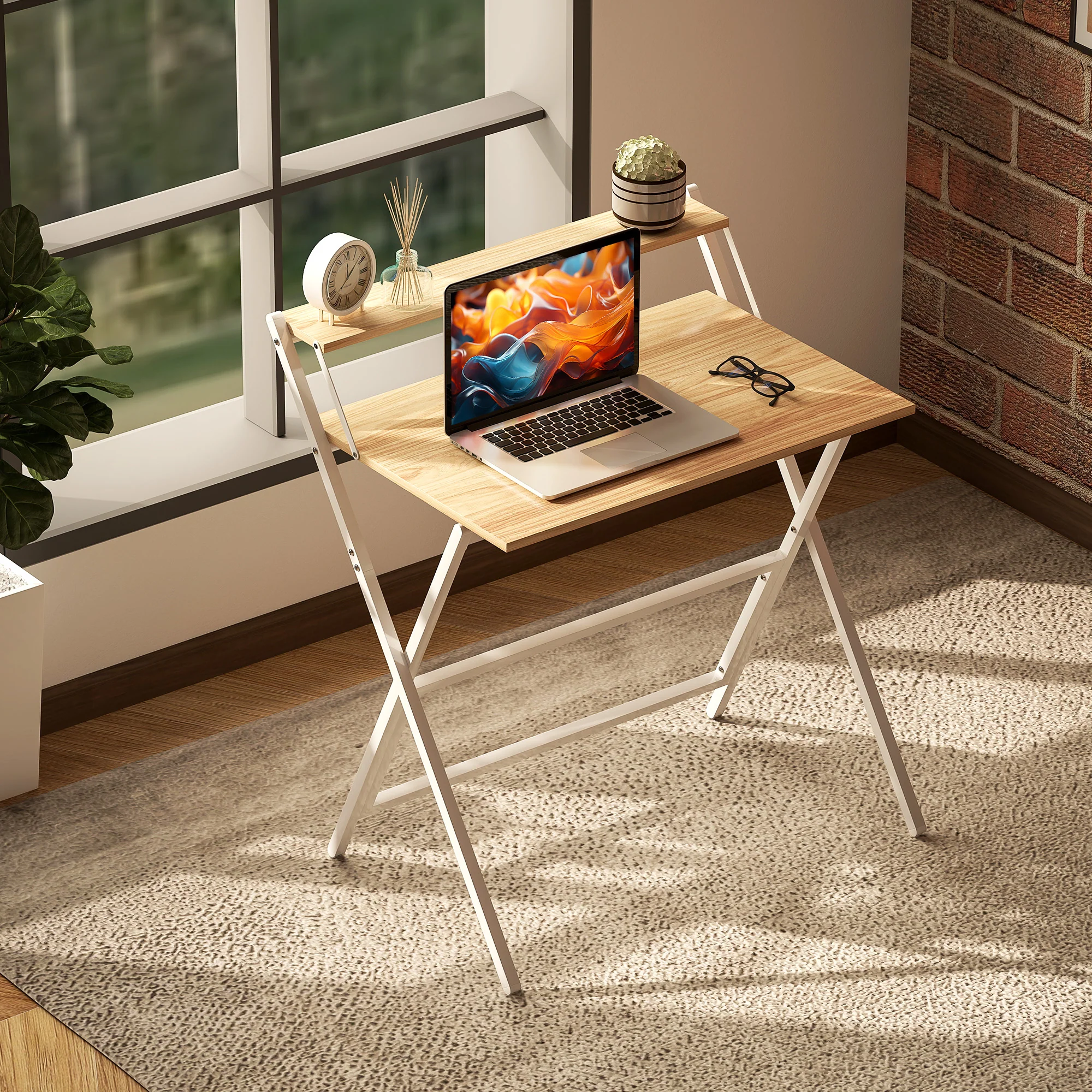HOMCOM 81.5 Cm Folding Computer Desk For Small Spaces Bedroom - Image 8