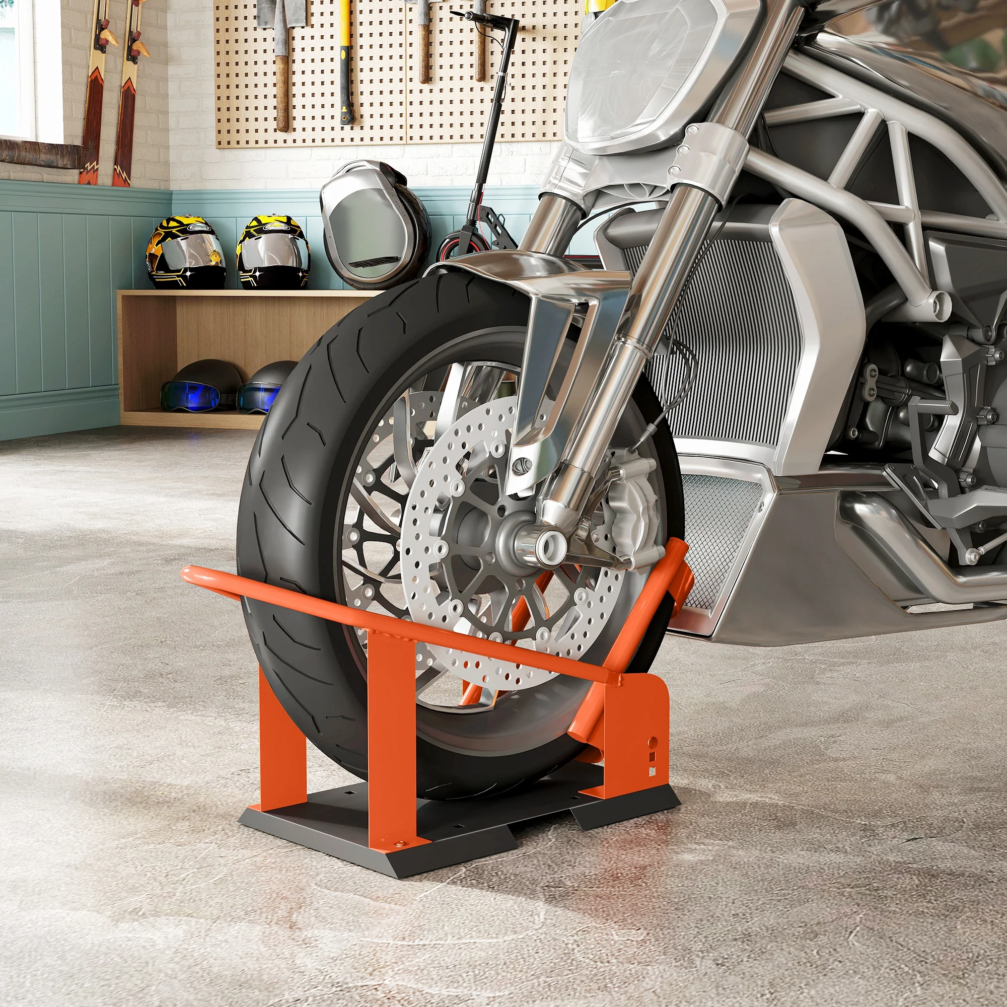 HOMCOM 816.5 kg Motorcycle Wheel Chock, Motorcycle Front Wheel Chock Holder - Image 8