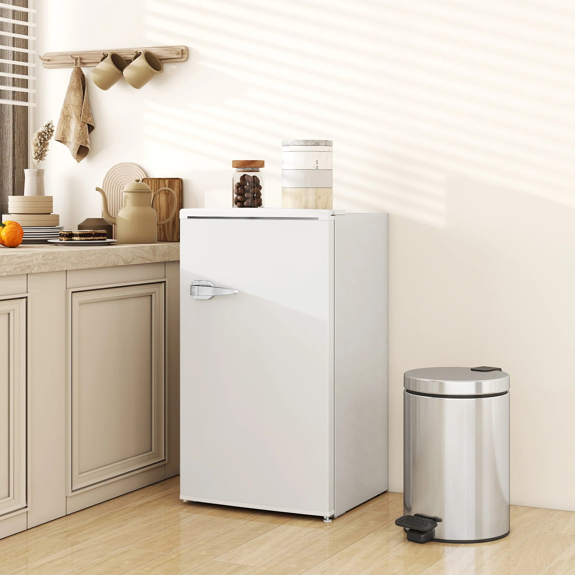 HOMCOM 85L Freestanding Under Counter Fridge with Chiller Box - Image 11