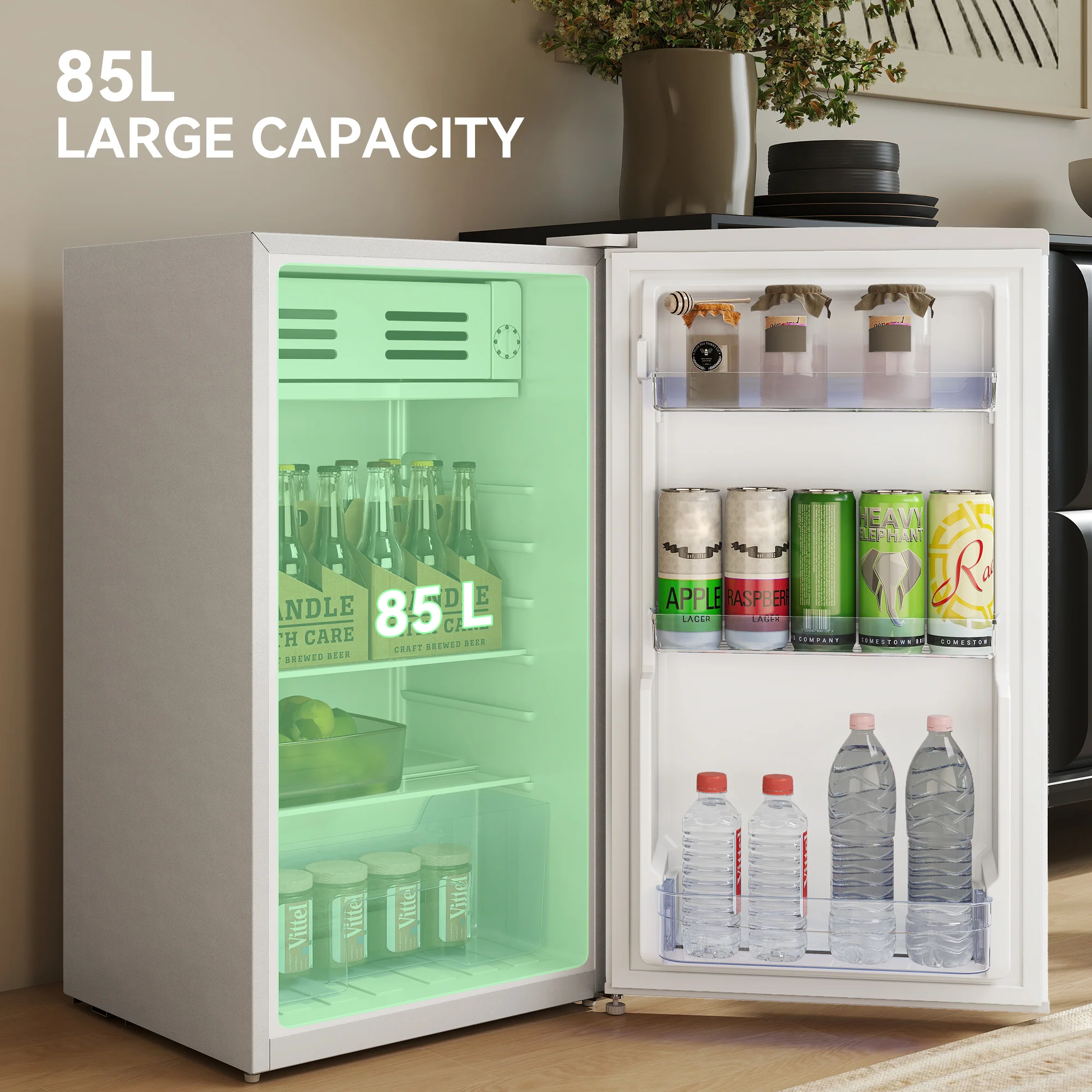 HOMCOM 85L Freestanding Under Counter Fridge with Chiller Box - Image 13
