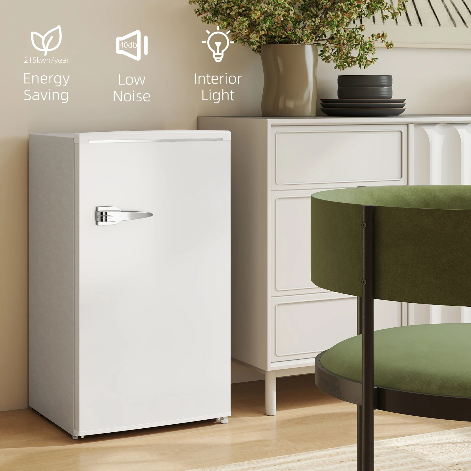 HOMCOM 85L Freestanding Under Counter Fridge with Chiller Box - Image 15