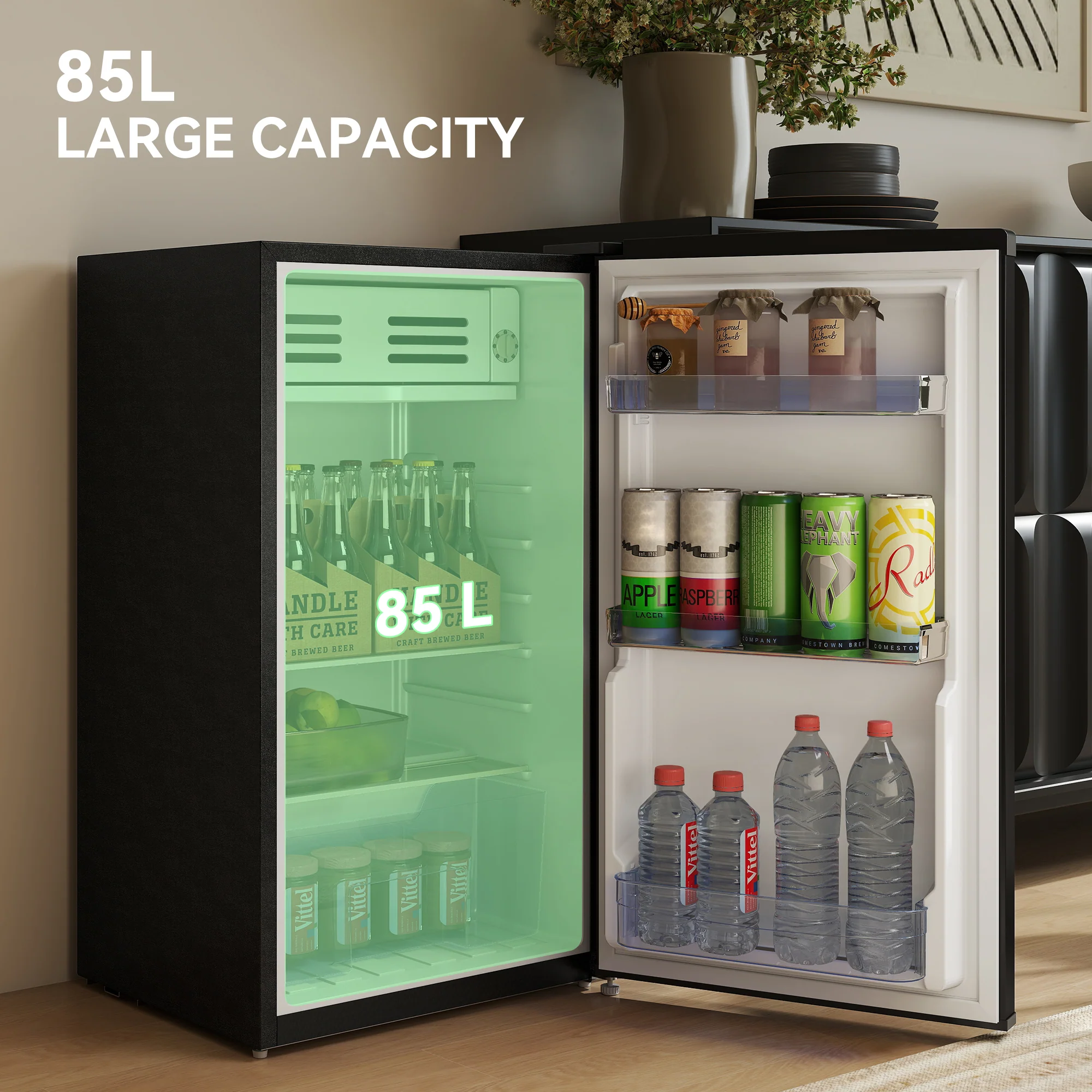 HOMCOM 85L Freestanding Under Counter Fridge with Chiller Box - Image 4
