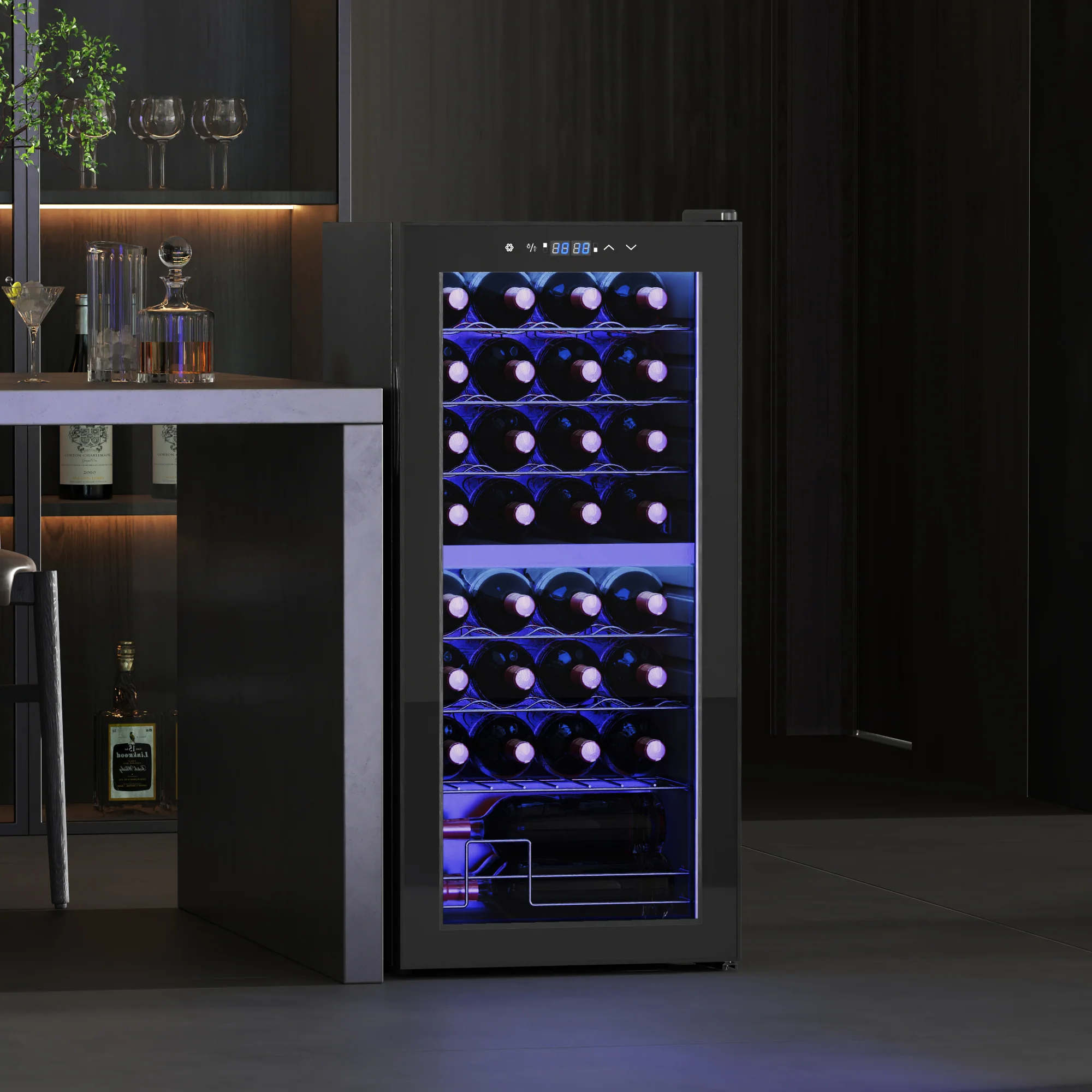 HOMCOM 86L Dual Zone Wine Cooler With Adjustable Temperature Control, Black - Image 2