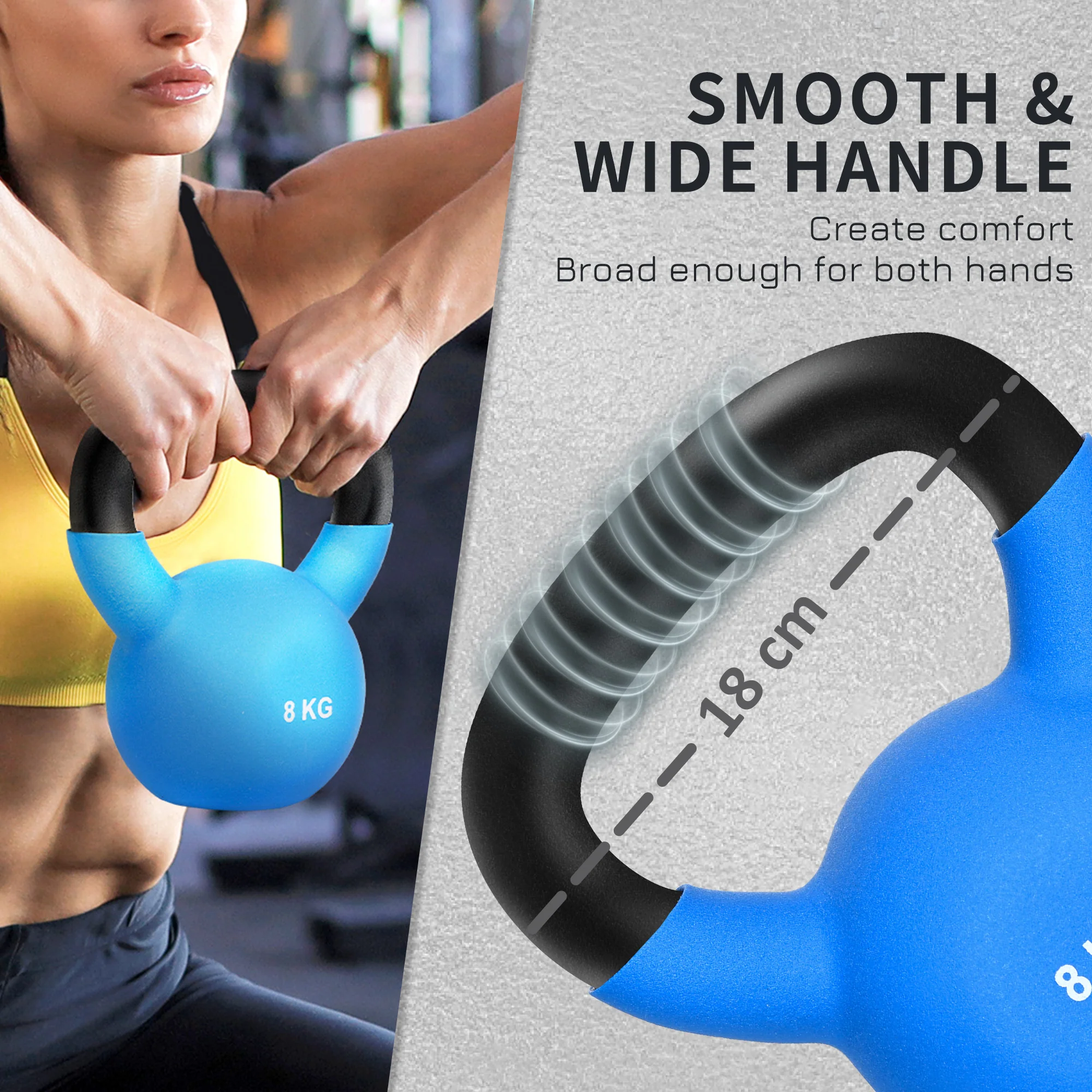 HOMCOM 8KG Kettlebell With Soft Body And Non-Slip Handle, Blue - Image 3