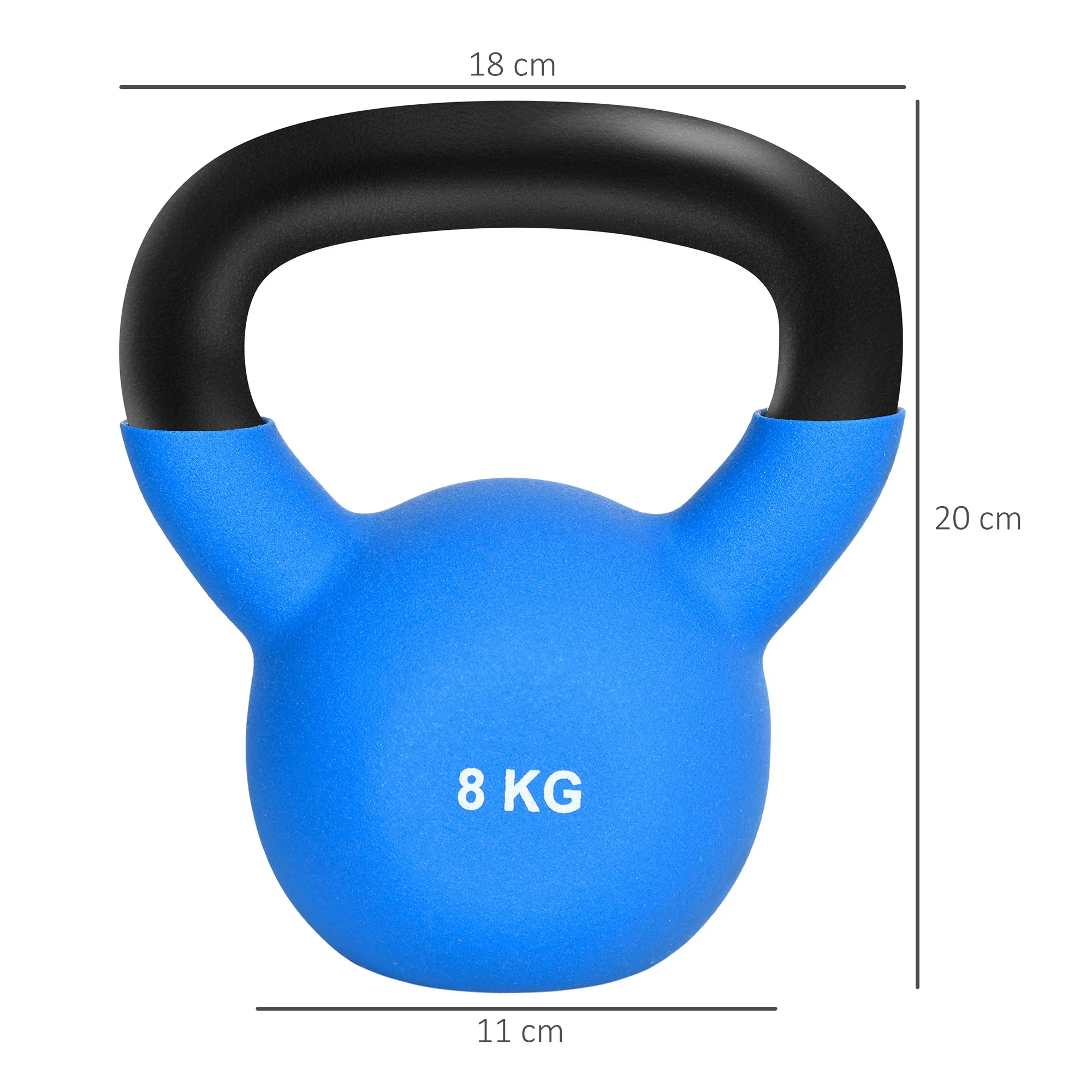 HOMCOM 8KG Kettlebell With Soft Body And Non-Slip Handle, Blue - Image 5