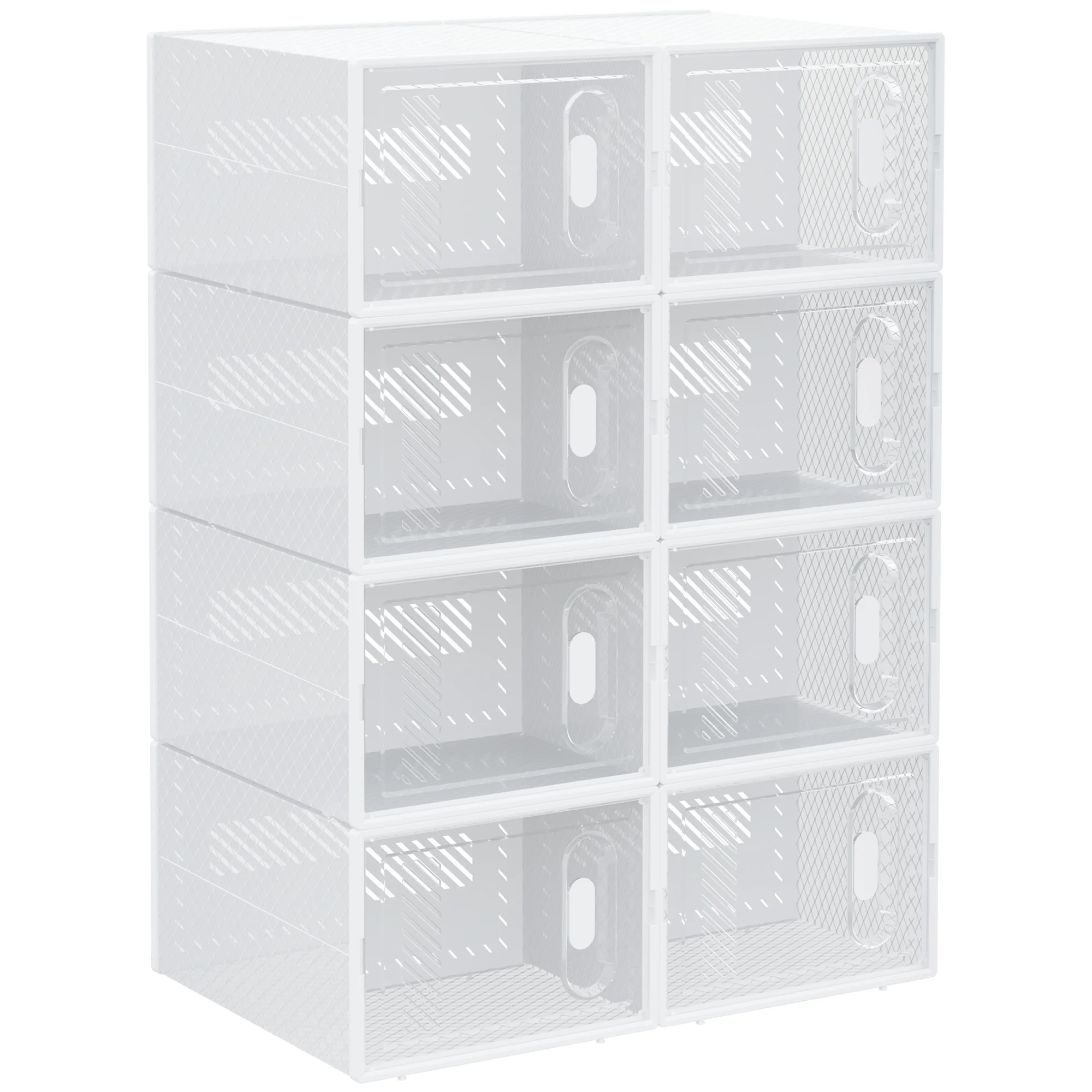 HOMCOM 8PCS Stackable  Plastic Shoe Storage Box for UK/EU