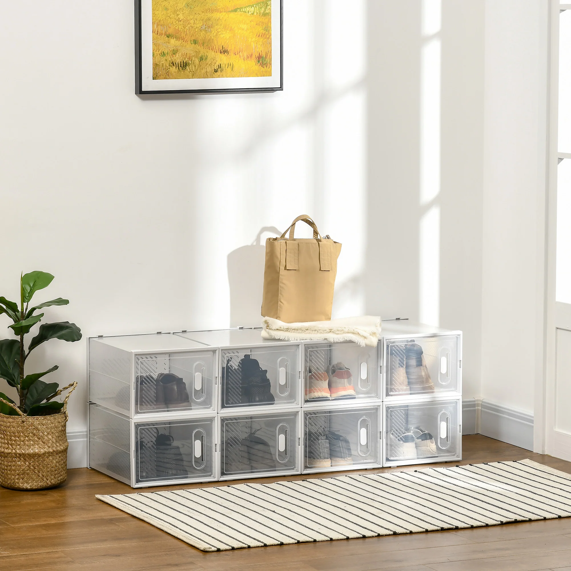 HOMCOM 8PCS Stackable  Plastic Shoe Storage Box for UK/EU - Image 11