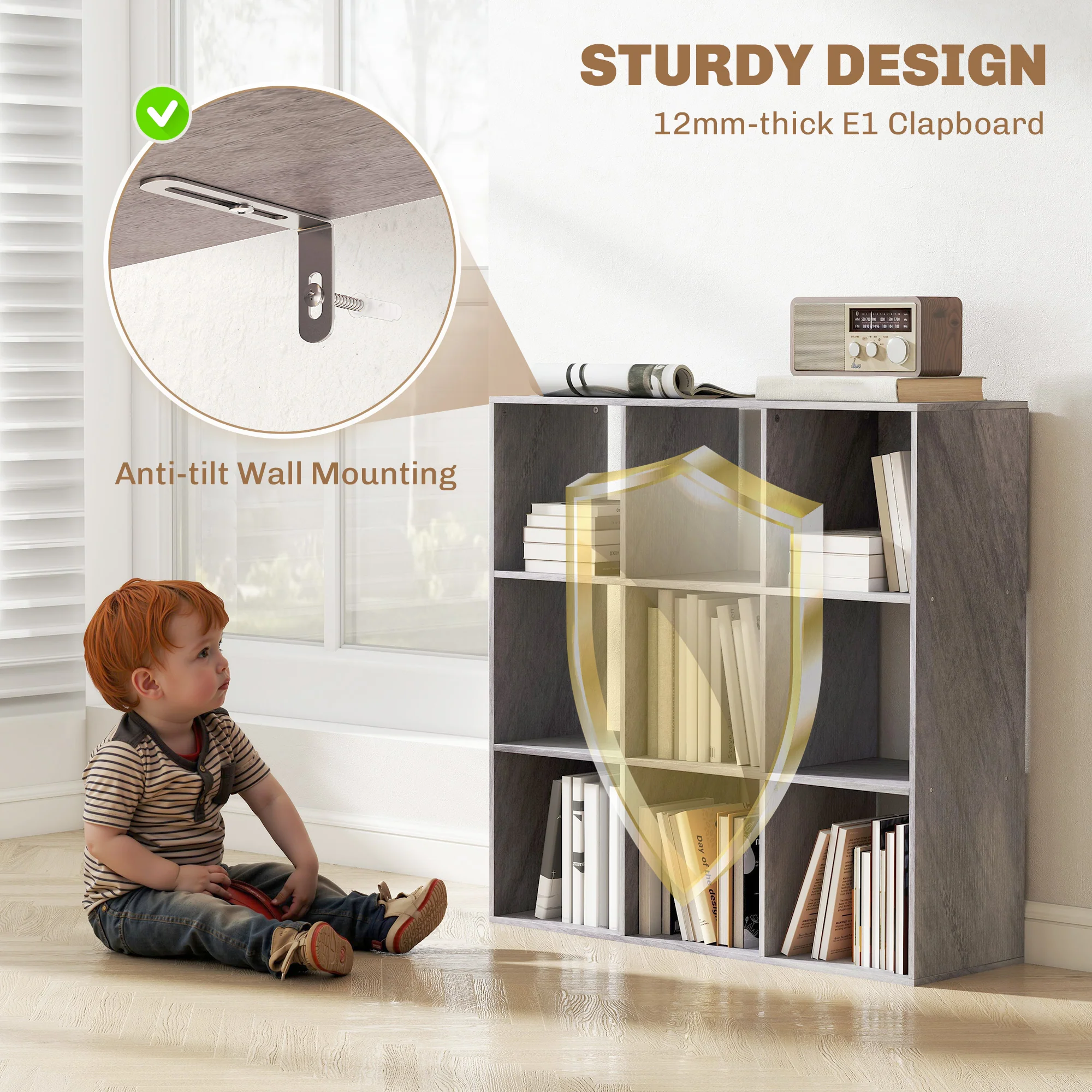 HOMCOM 9 Cube Storage Unit Cabinet Bookcase Display Shelves - Image 13