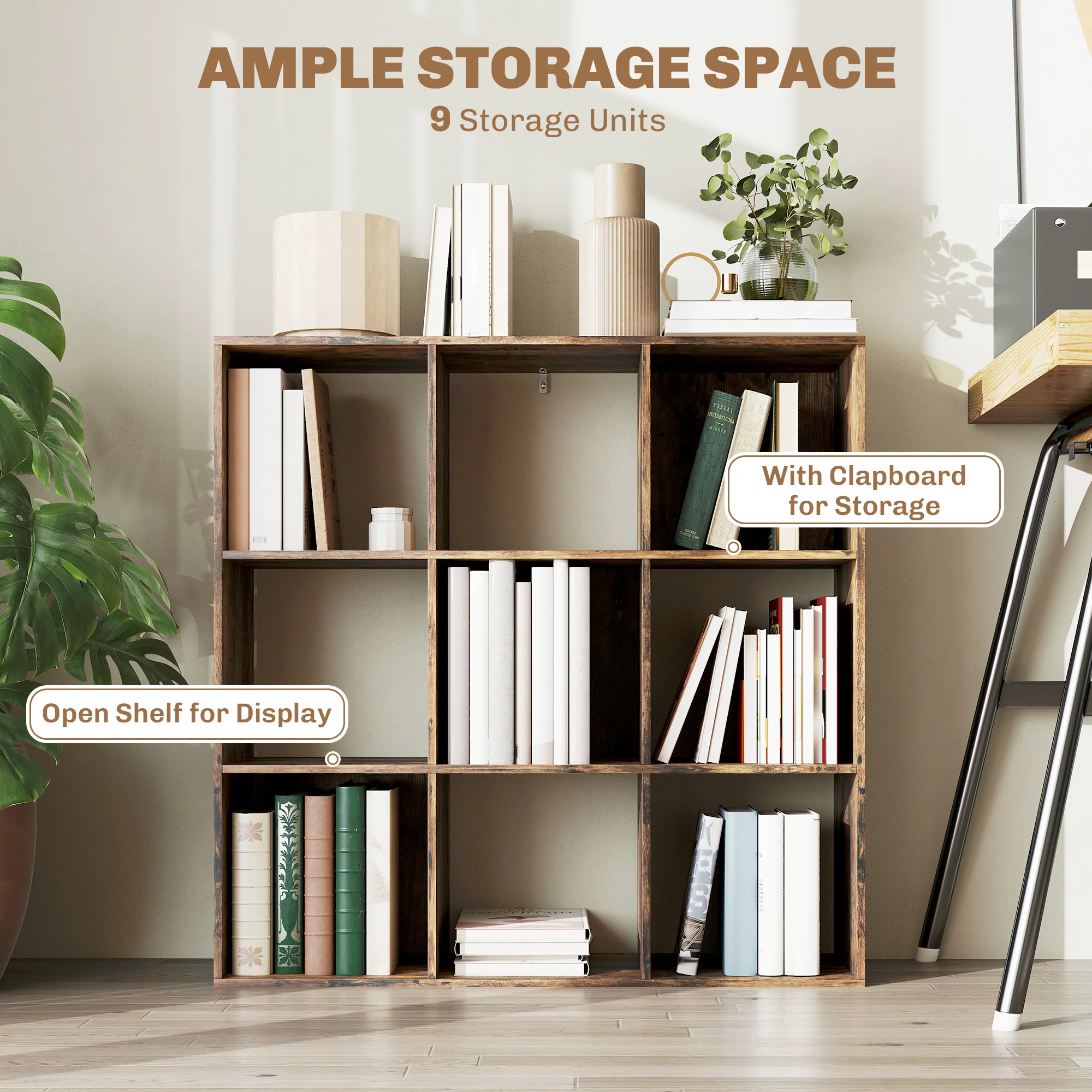 HOMCOM 9 Cube Storage Unit Cabinet Bookcase Display Shelves - Image 30