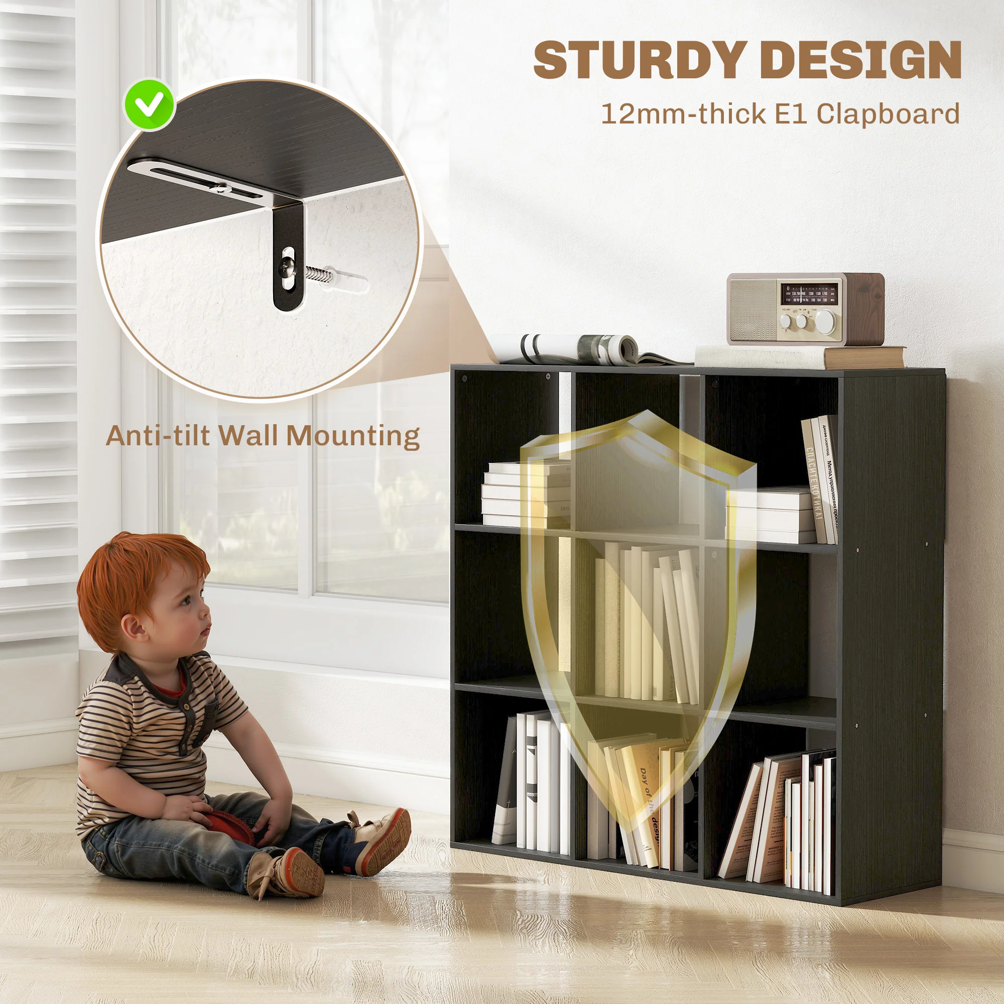 HOMCOM 9 Cube Storage Unit Cabinet Bookcase Display Shelves - Image 4