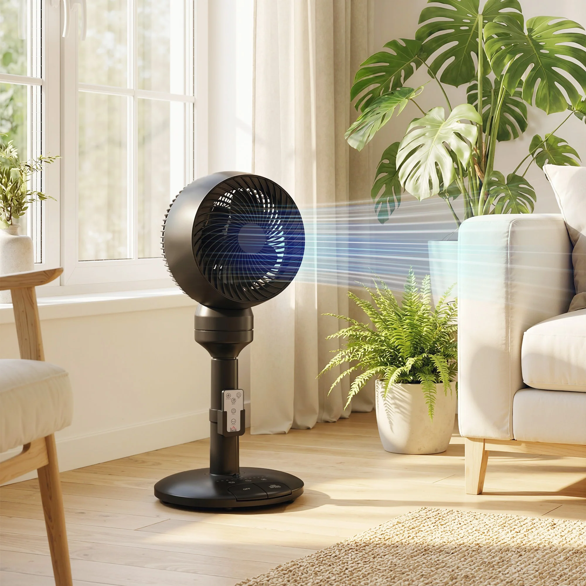 HOMCOM 9" Pedestal Cooling Fan With Adjustable Speed And Mode, Black - Image 2