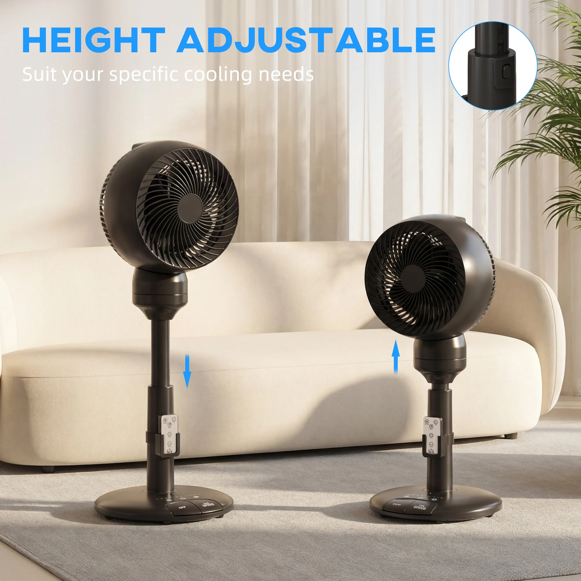 HOMCOM 9" Pedestal Cooling Fan With Adjustable Speed And Mode, Black - Image 8