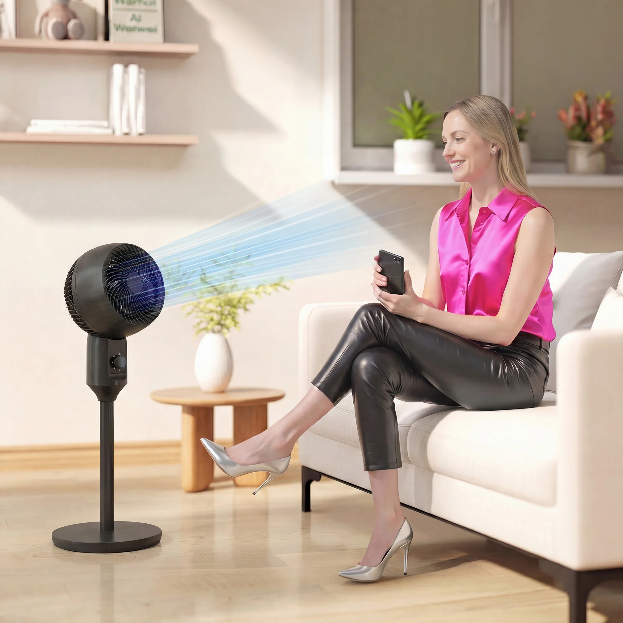 HOMCOM 9" Pedestal Cooling Fan With Adjustable Speed, Black - Image 2