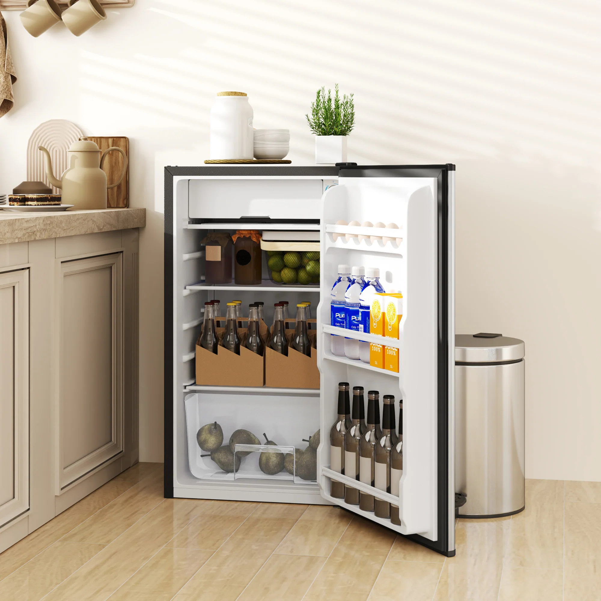 HOMCOM 91L Freestanding Under Counter Fridge Silver - Image 9