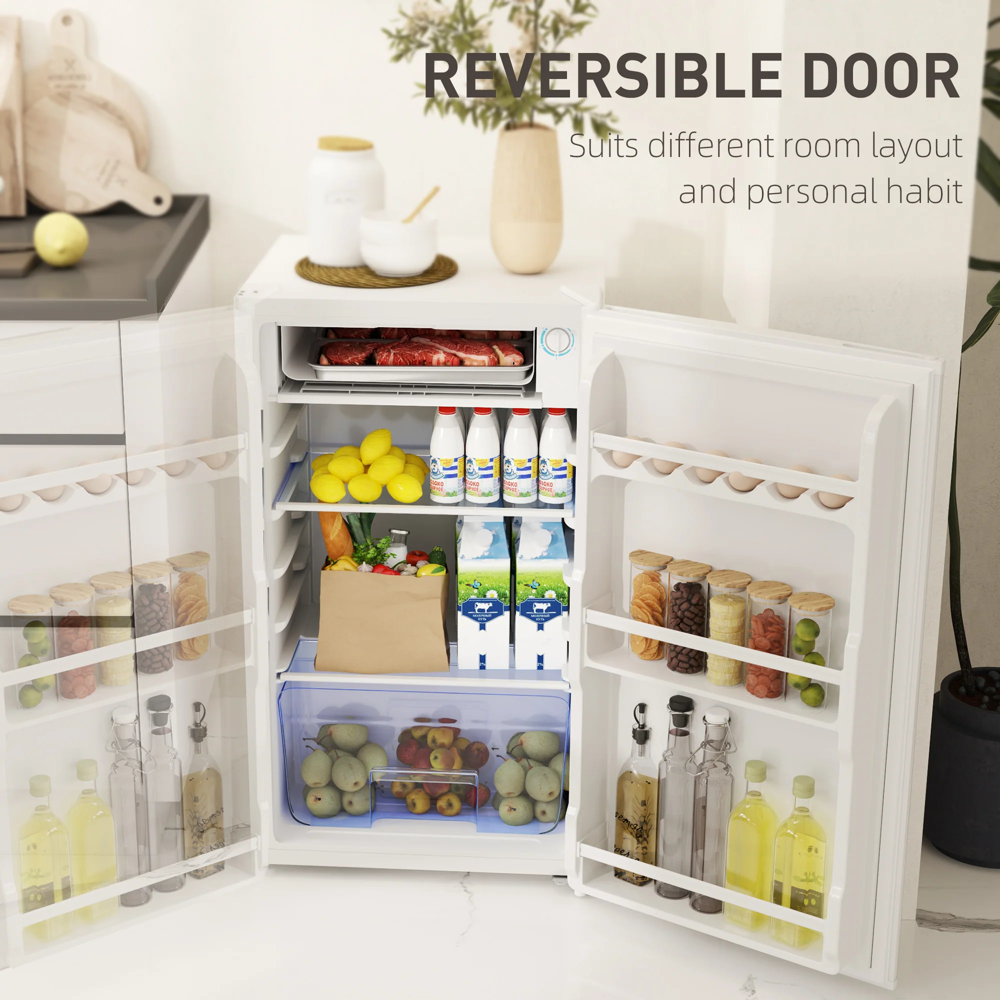 HOMCOM 91L Freestanding Under Counter Fridge With Lock - Image 16