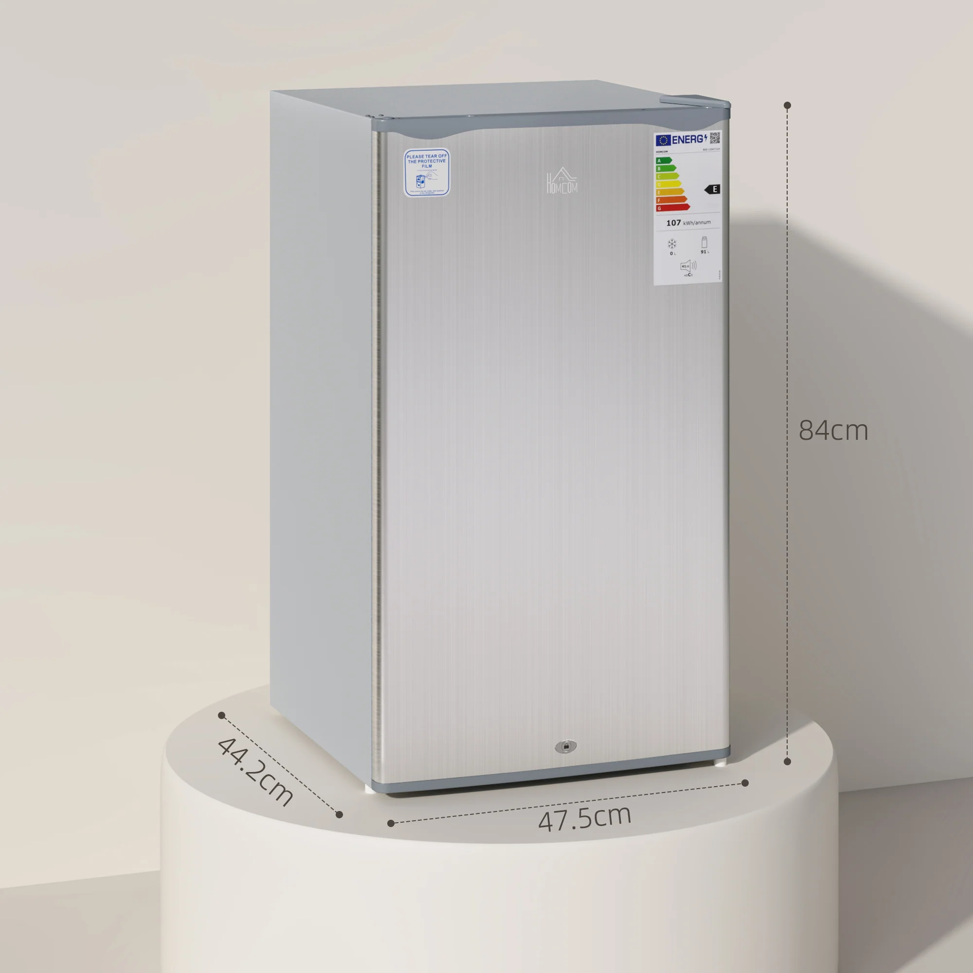 HOMCOM 91L Freestanding Under Counter Fridge With Lock - Image 23